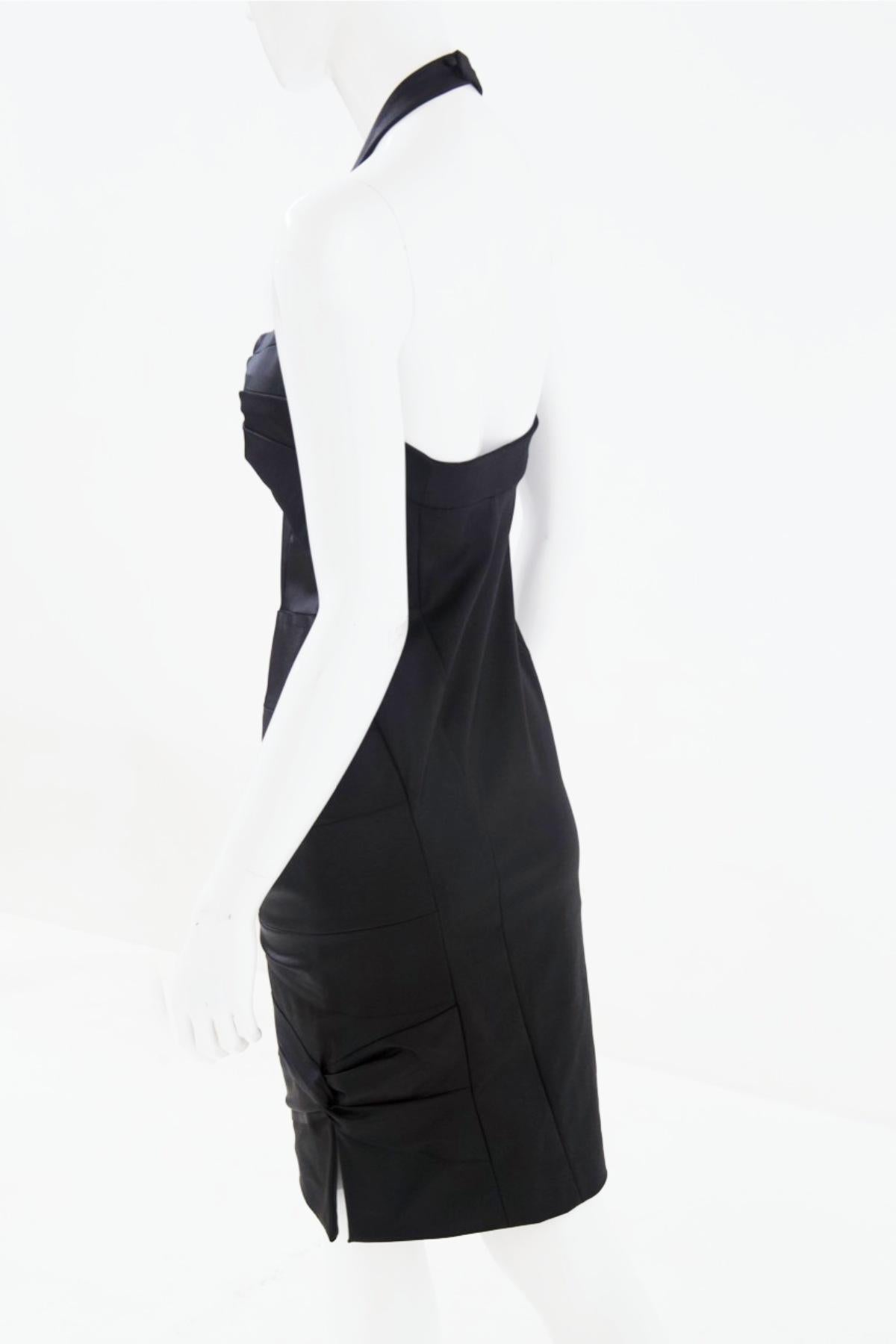Christian Dior by John Galliano Black Satin Silk Lined Knot Dress For Sale 7