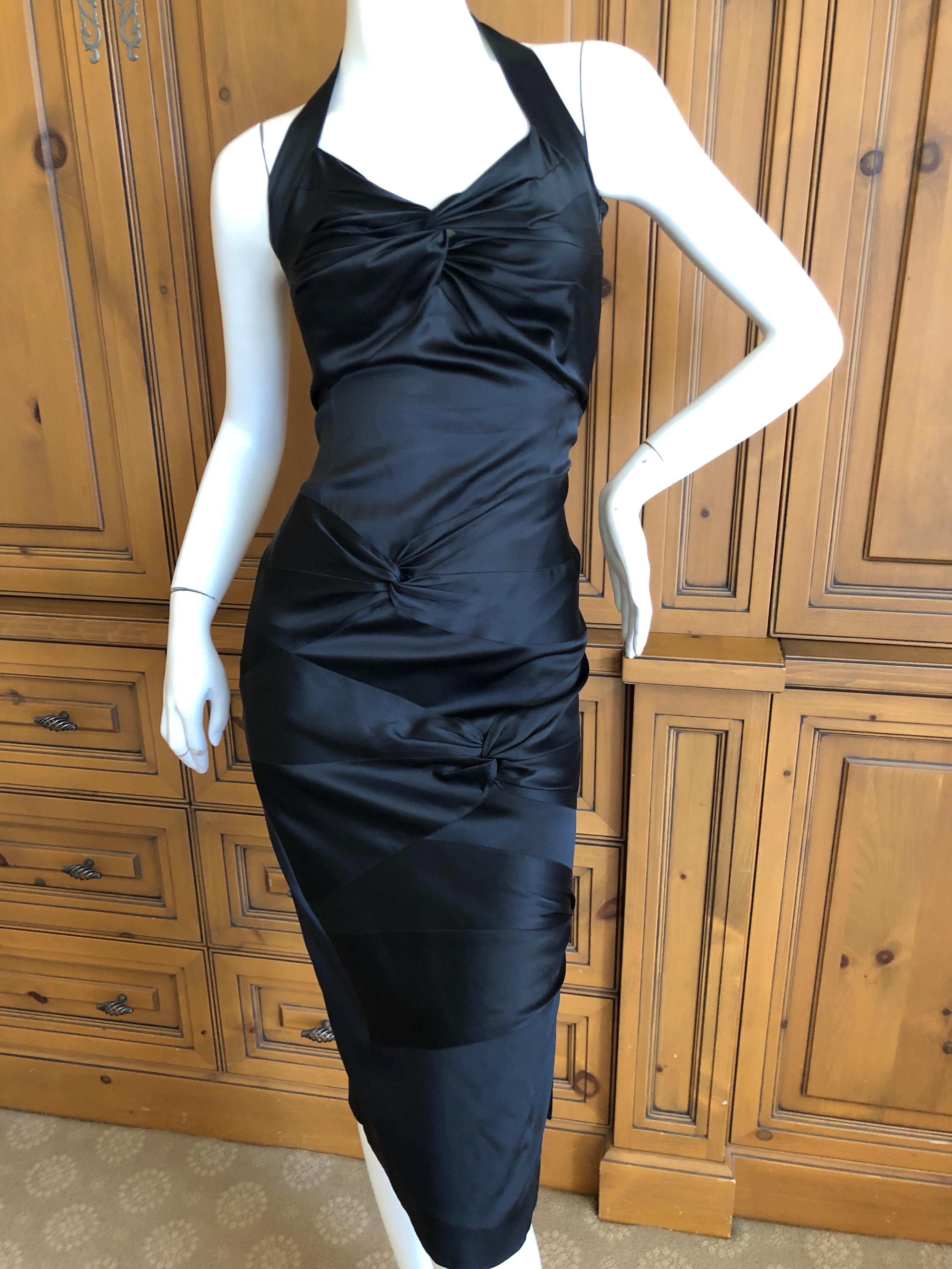 Christian Dior by John Galliano Black Satin Silk Lined Knot Dress For Sale 1