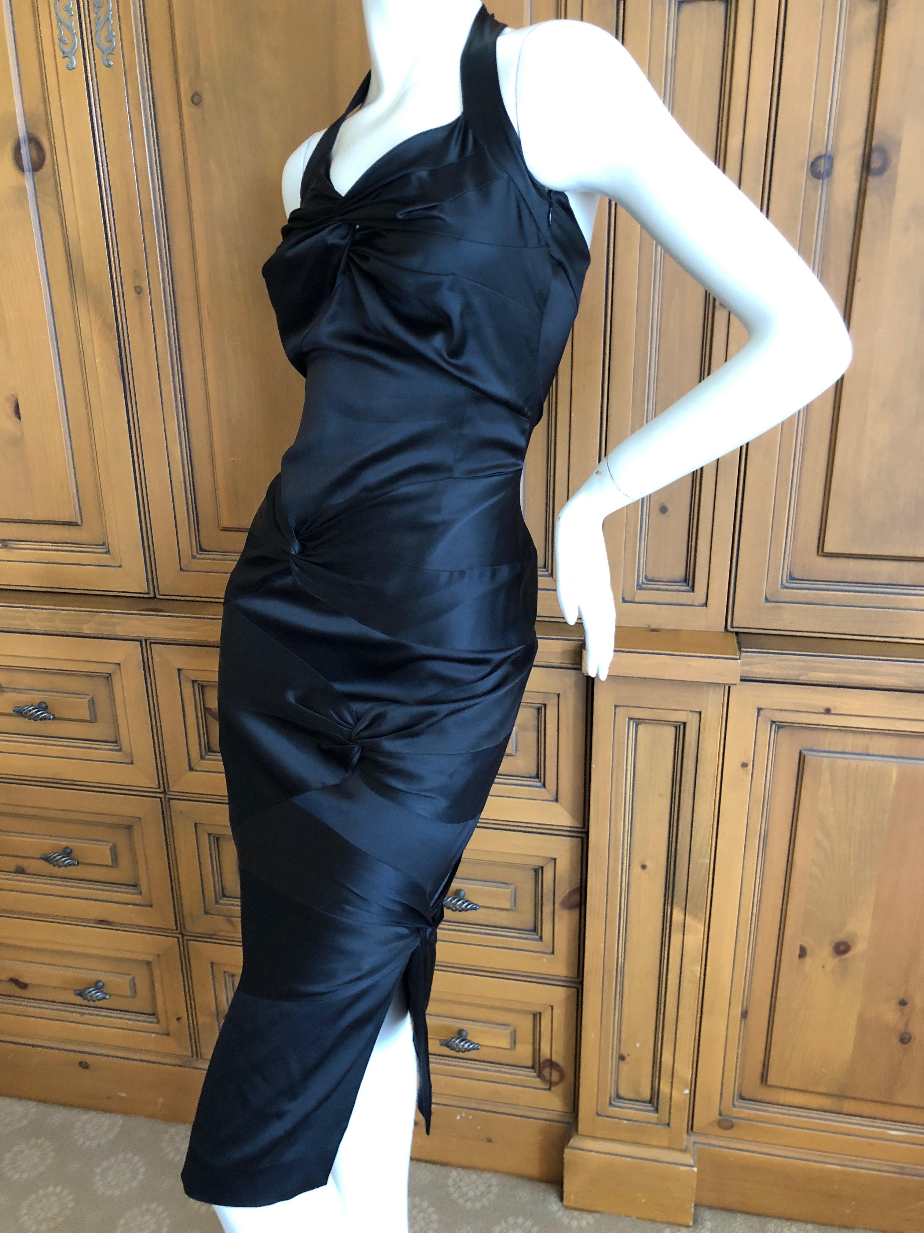 Christian Dior by John Galliano Black Satin Silk Lined Knot Dress For Sale 2