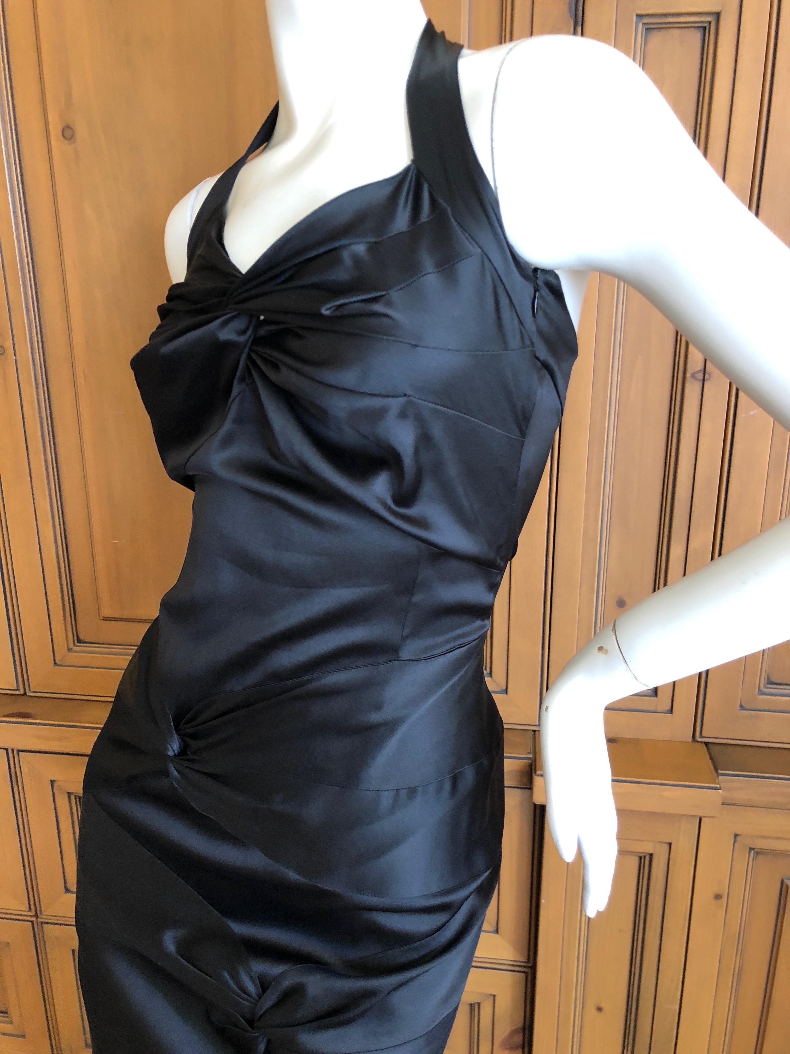 Christian Dior by John Galliano Black Satin Silk Lined Knot Dress For Sale 3