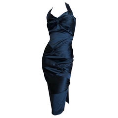 Christian Dior by John Galliano Black Satin Silk Lined Knot Dress
