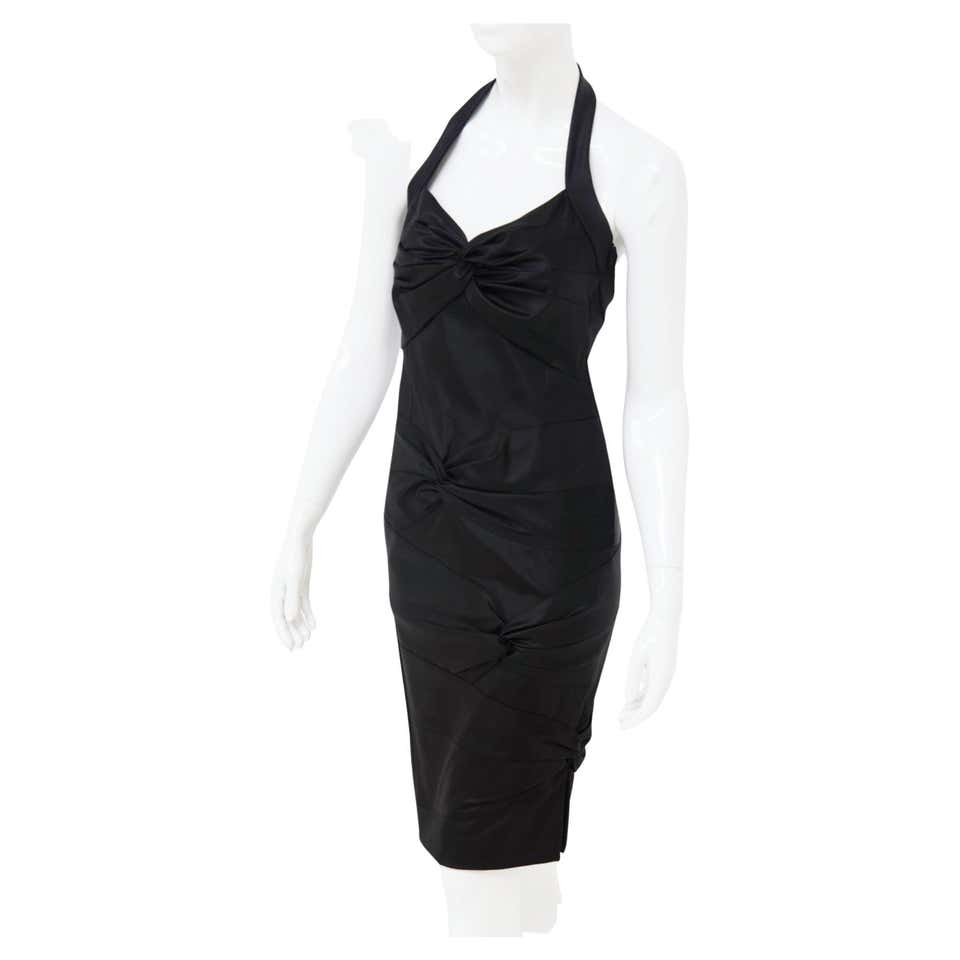 Christian Dior by John Galliano brown leather bias cut strapless dress ...