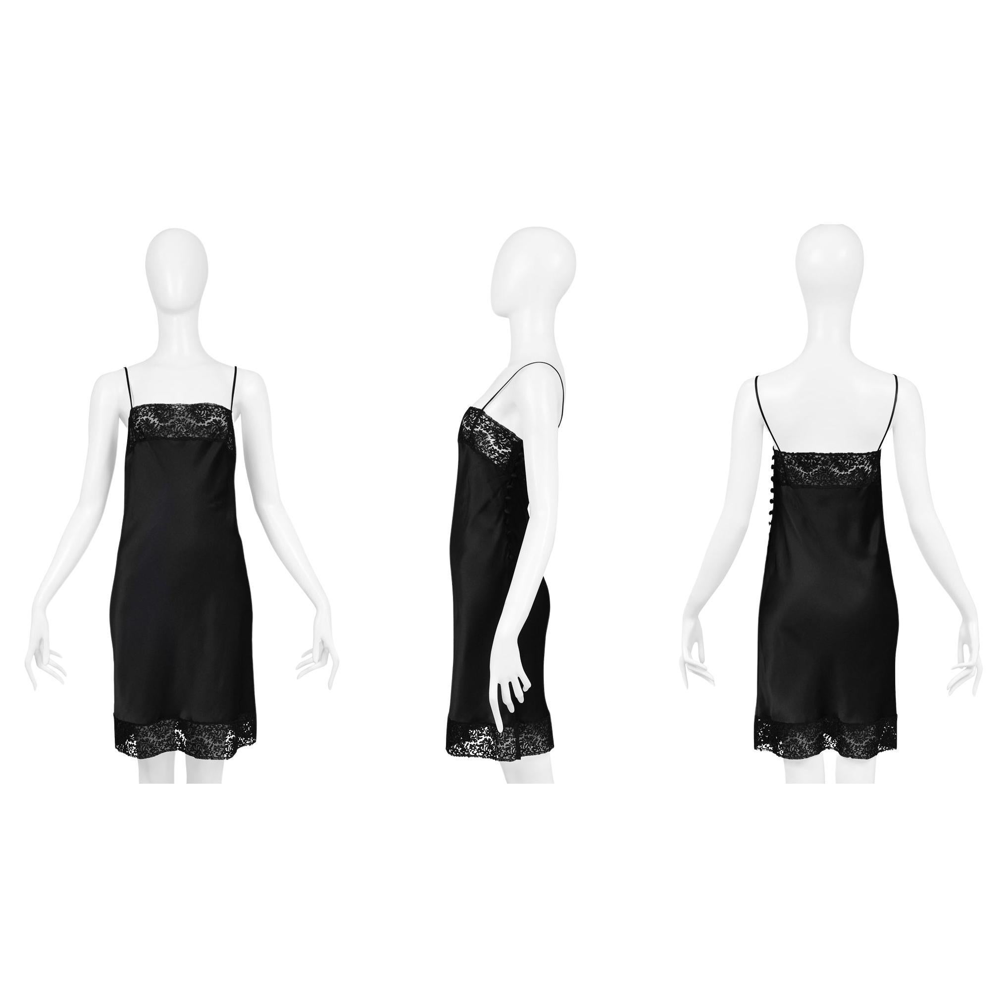 Christian Dior By John Galliano Black Silk And Lace Slip Dress 1997 For Sale