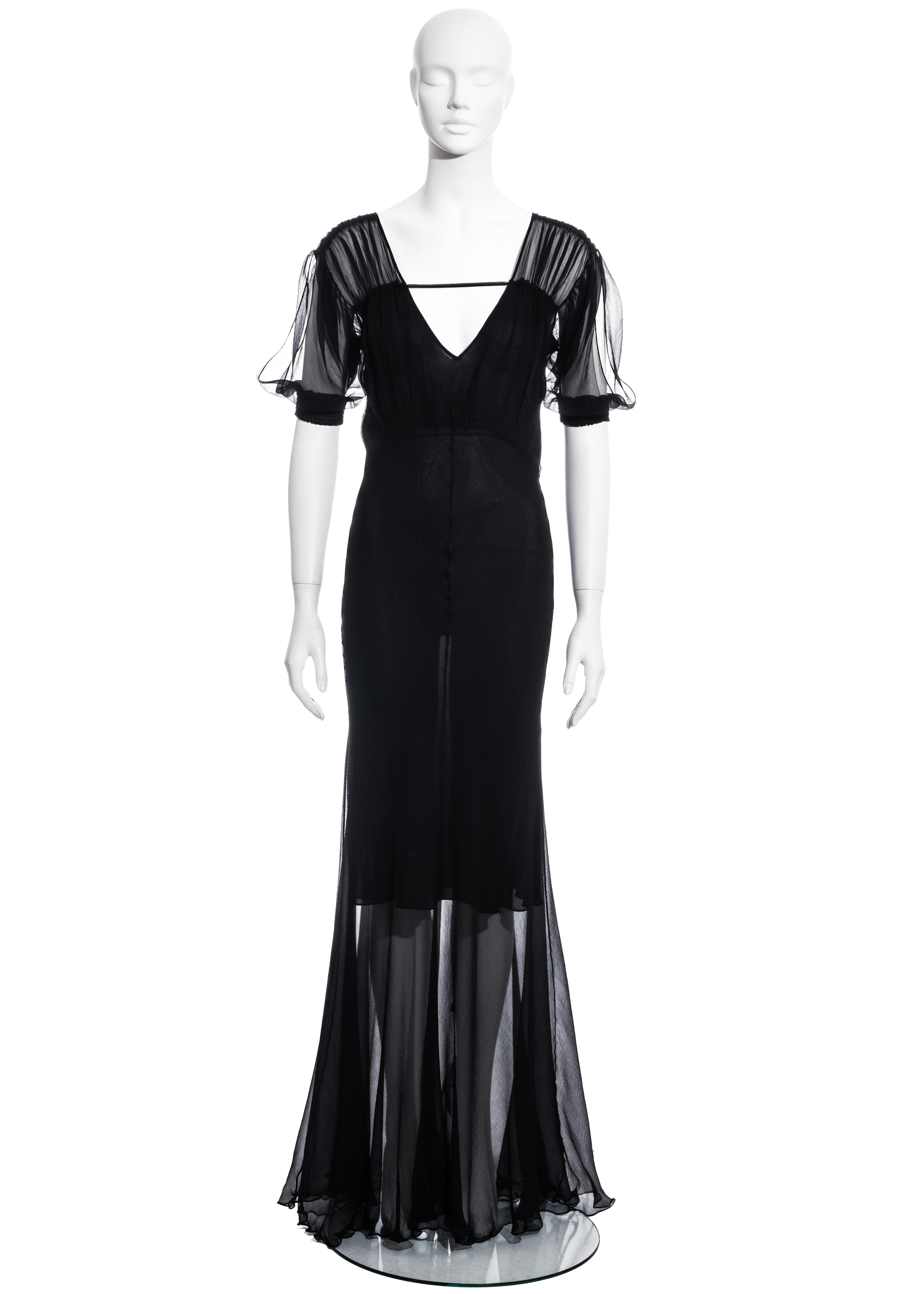 Black Christian Dior by John Galliano black silk chiffon evening dress, ss 2002