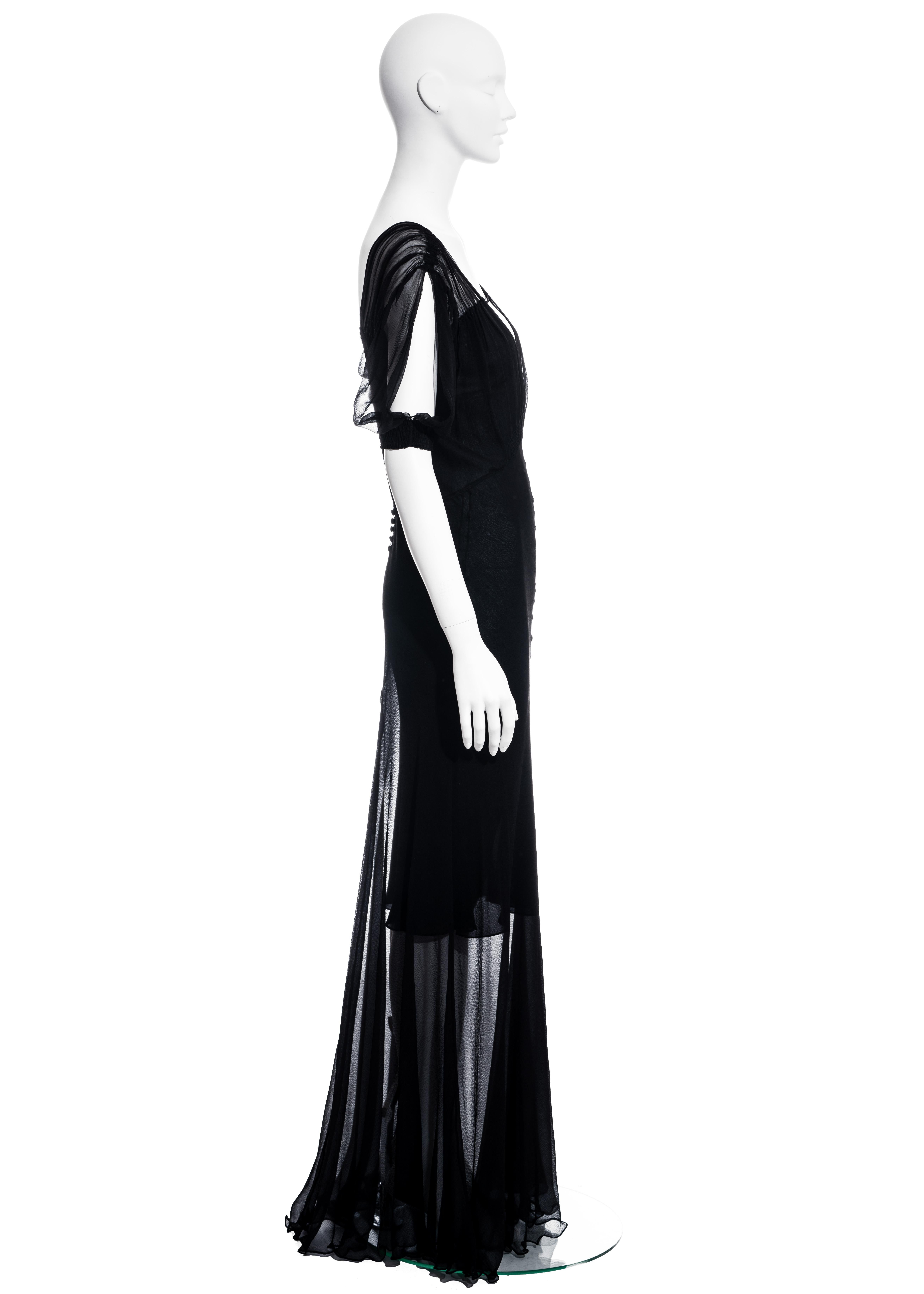 Christian Dior by John Galliano black silk chiffon evening dress, ss 2002 In Excellent Condition In London, GB