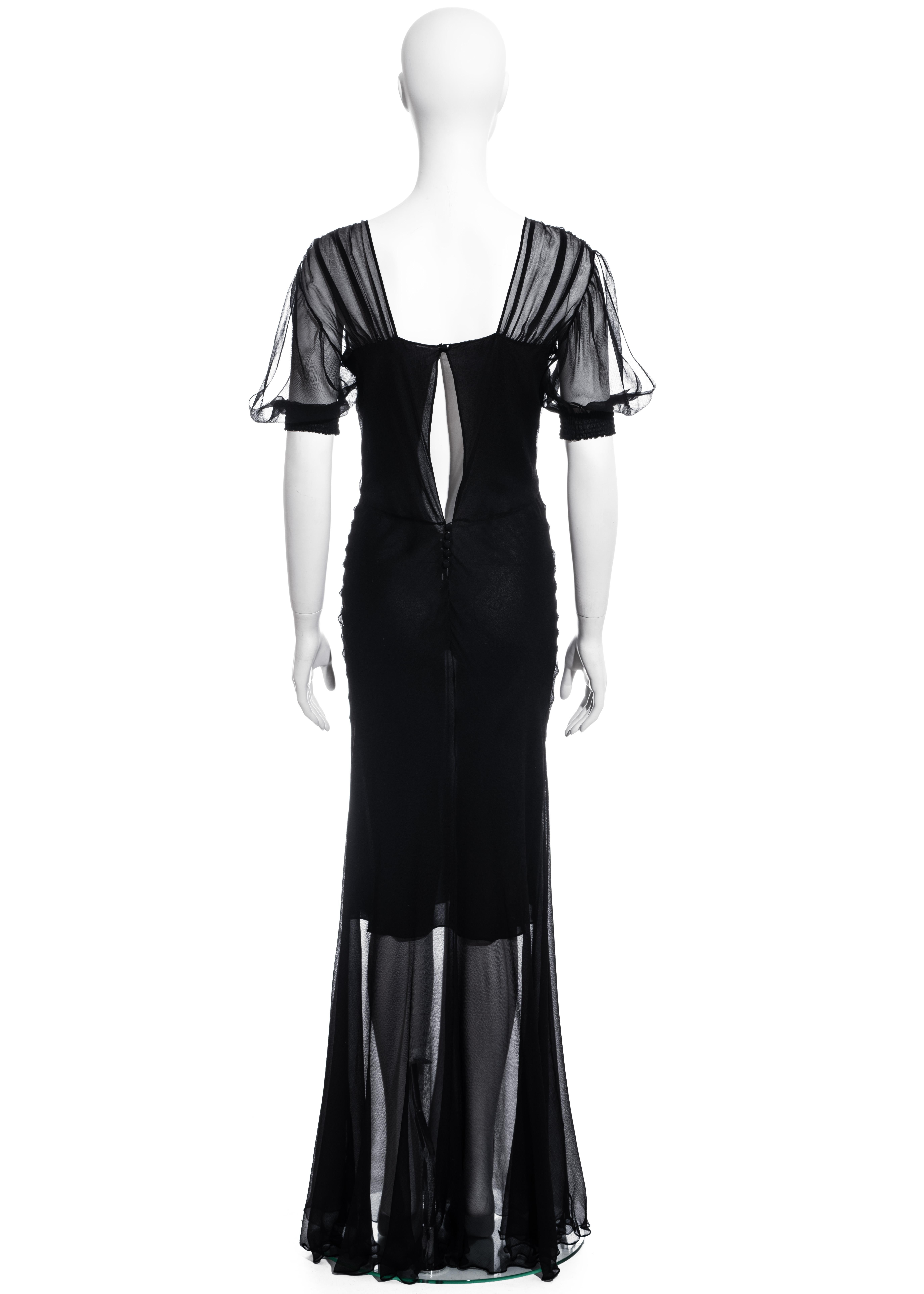 Christian Dior by John Galliano black silk chiffon evening dress, ss 2002 1