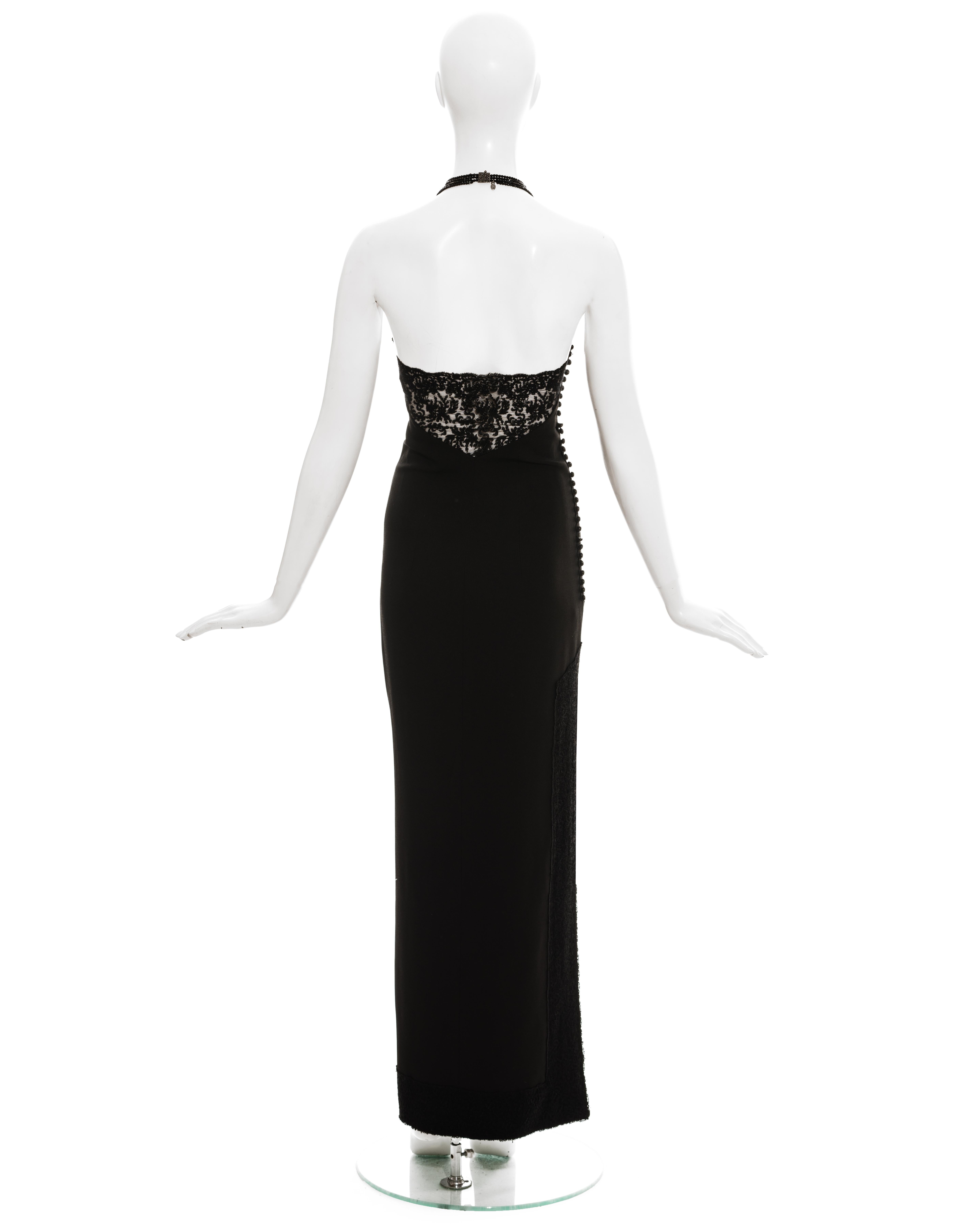 Christian Dior by John Galliano black silk crepe and lace evening dress, fw 1997 In Excellent Condition In London, GB