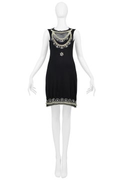 Christian Dior By John Galliano Black Silk Dress With Pearls & Crystals