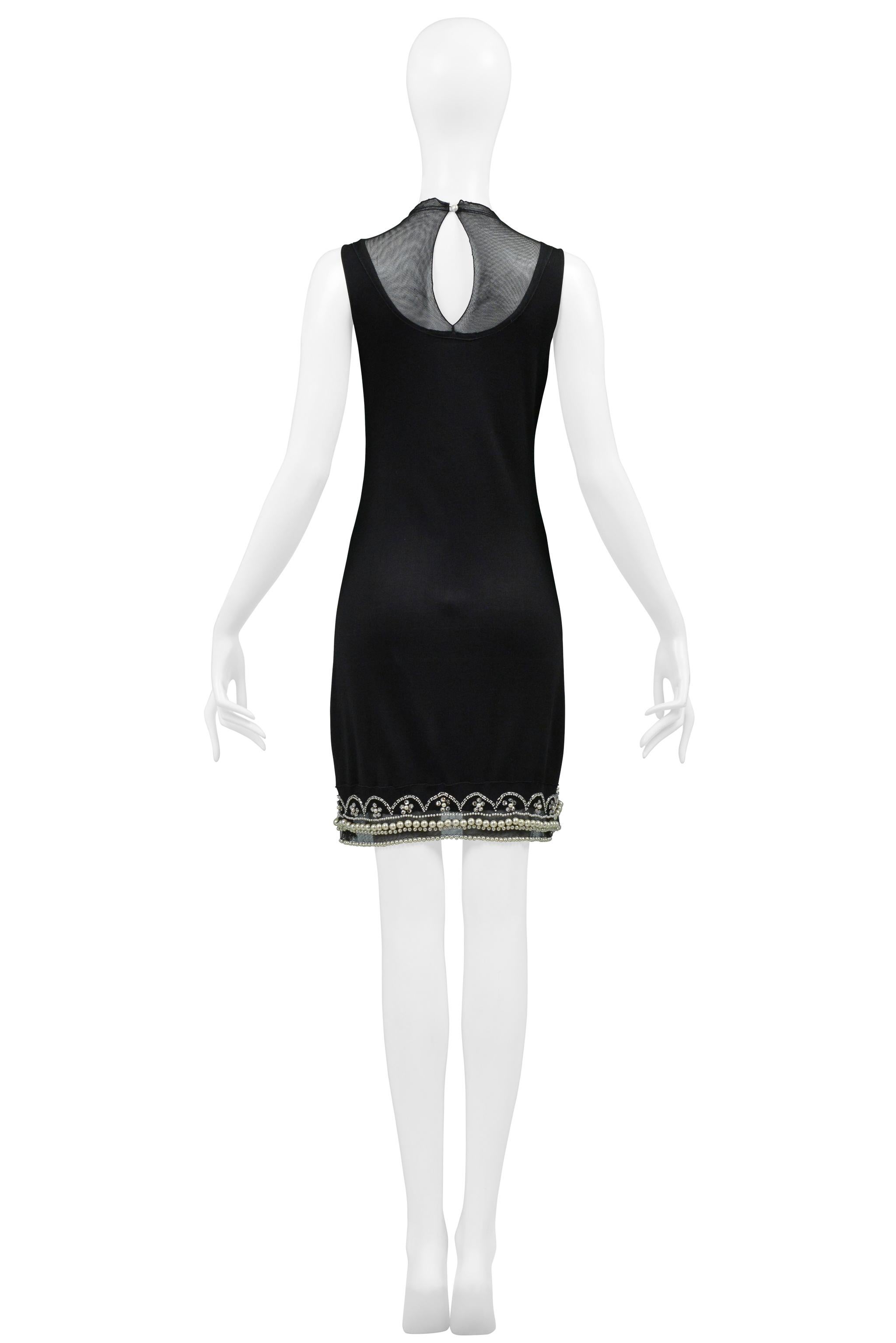 Christian Dior By John Galliano Black Silk Dress With Pearls & Crystals For Sale 2