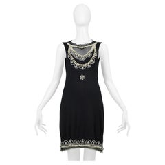 Christian Dior By John Galliano Black Silk Dress With Pearls & Crystals
