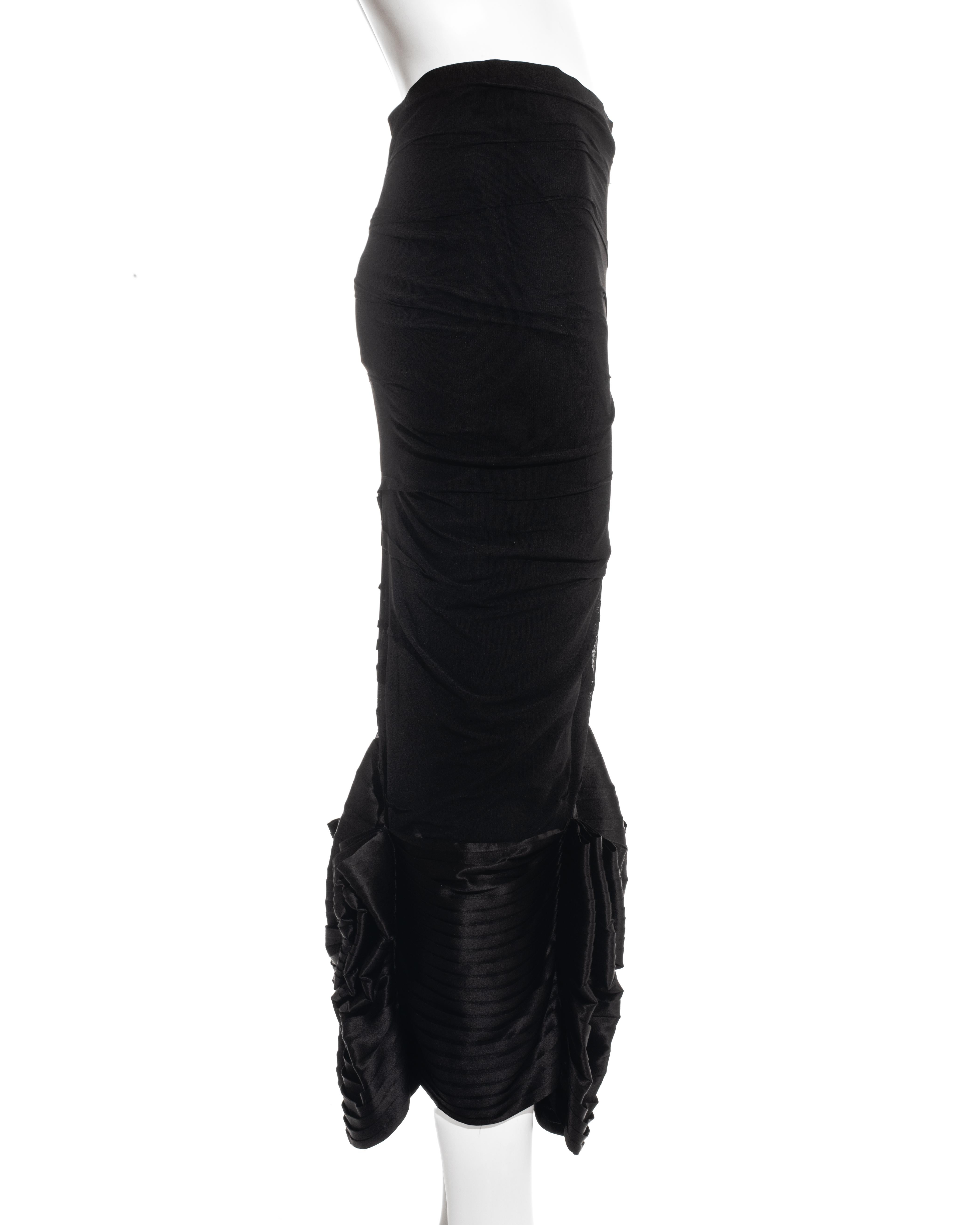 Black Christian Dior by John Galliano black silk fishtail skirt, ss 2003