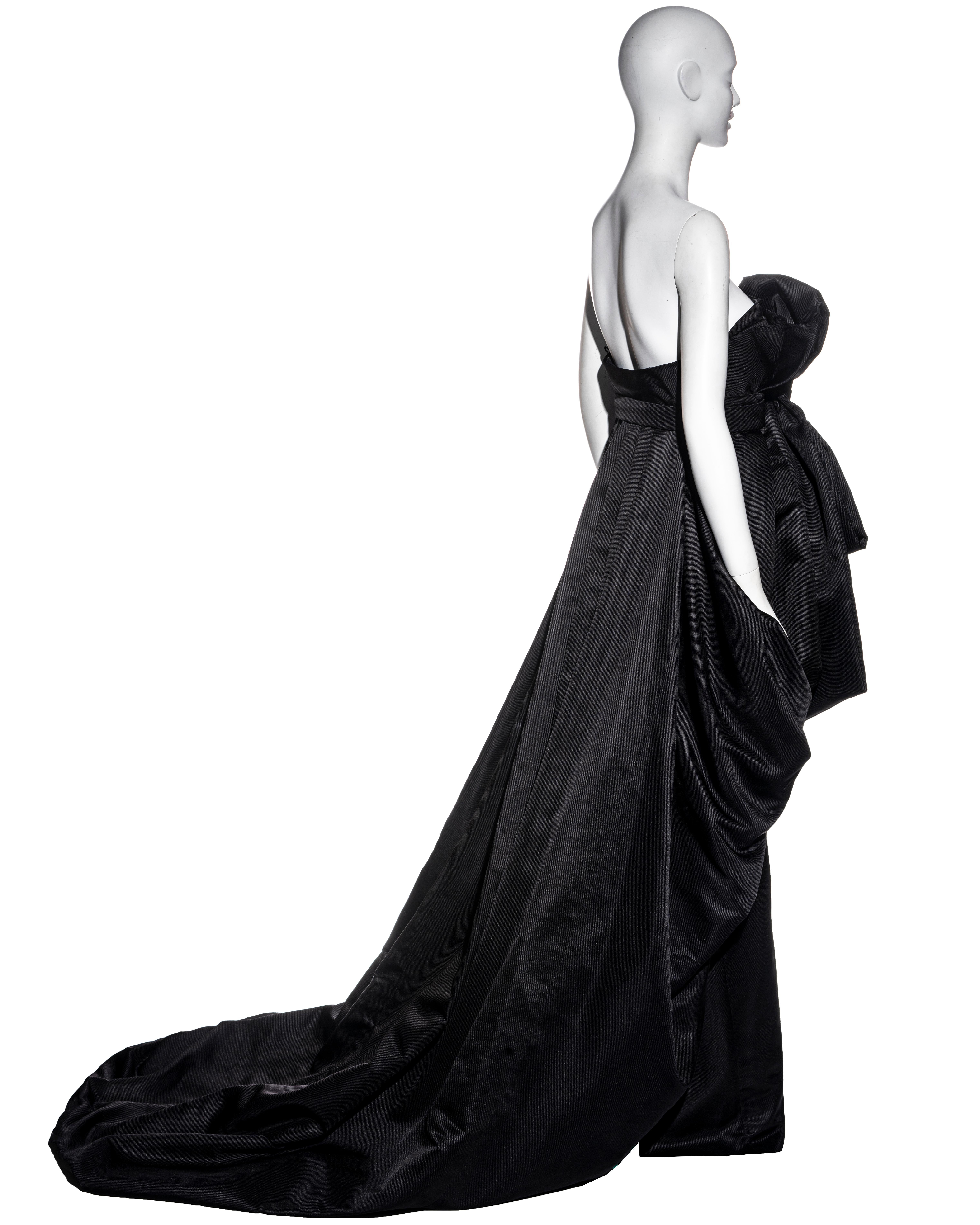 Christian Dior by John Galliano black silk strapless trained gown,  fw 2008 For Sale 3