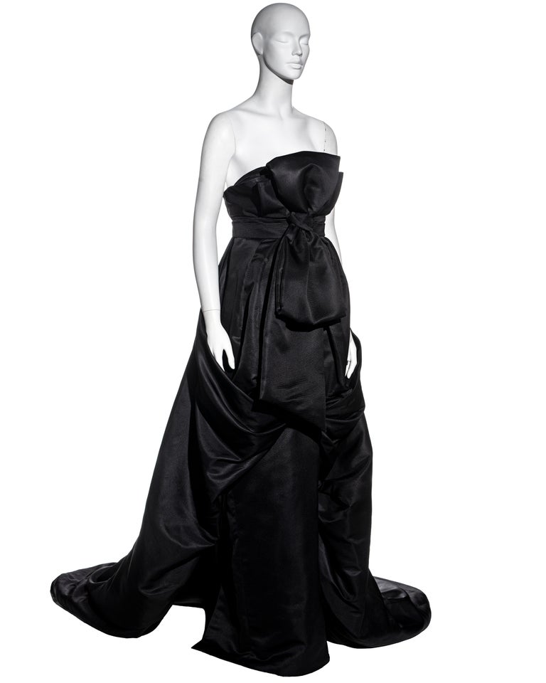 Christian Dior by John Galliano black silk strapless trained gown,  fw 2008 For Sale 2