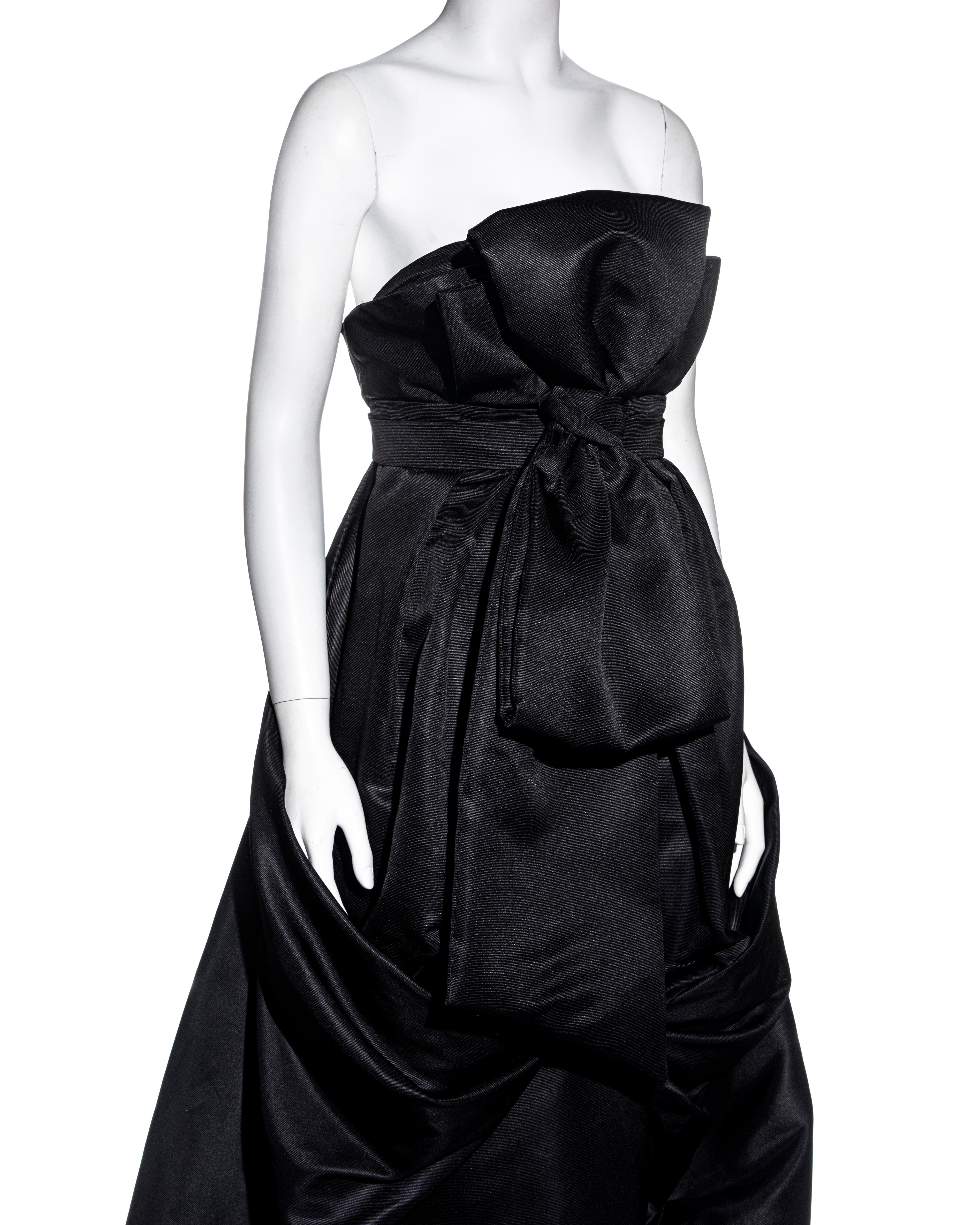 Women's Christian Dior by John Galliano black silk strapless trained gown,  fw 2008 For Sale