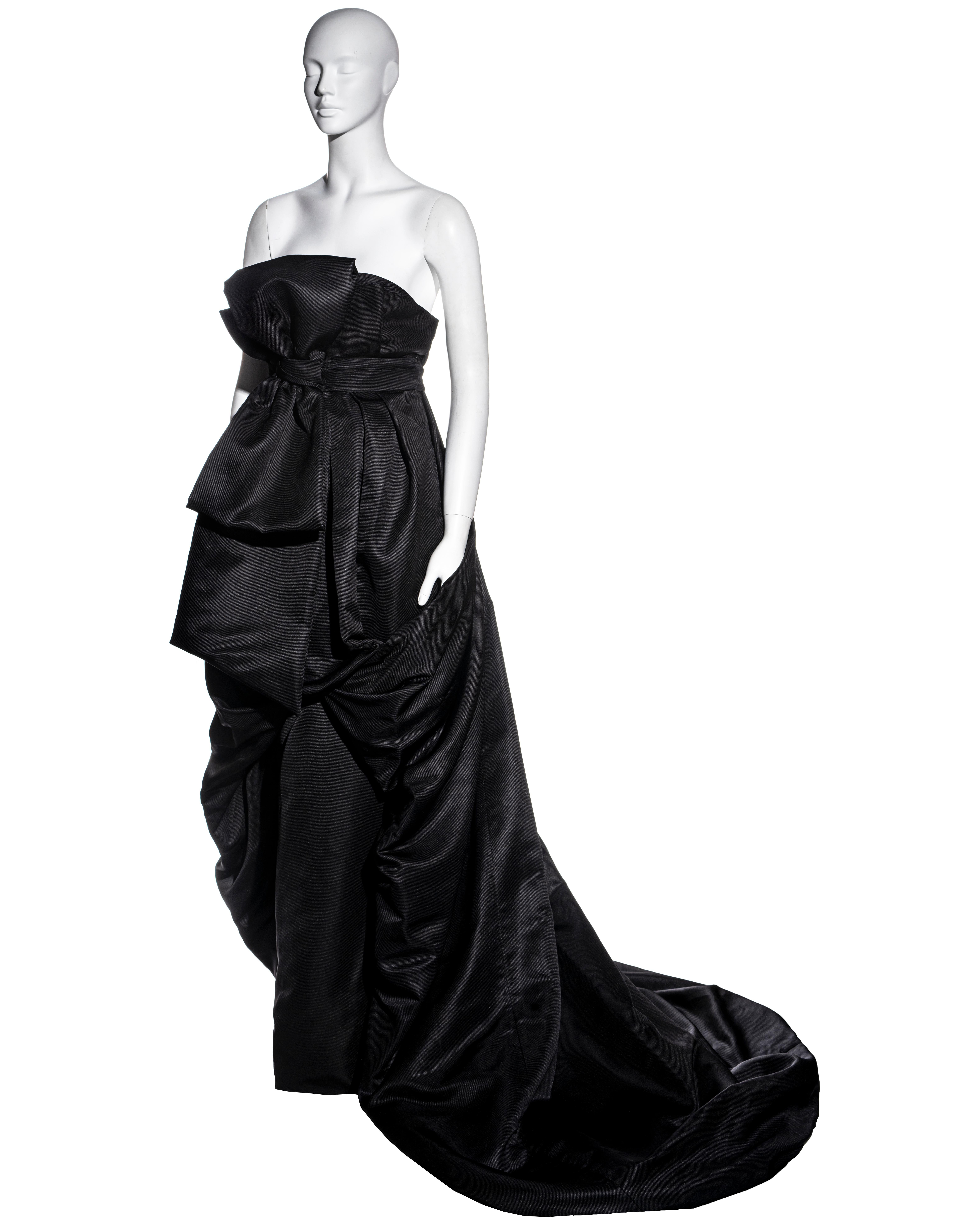 Christian Dior by John Galliano black silk strapless trained gown,  fw 2008 For Sale 1
