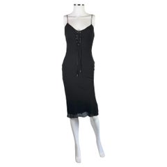Christian Dior by John Galliano Black Silk Tie Front Dress, c. 2000s