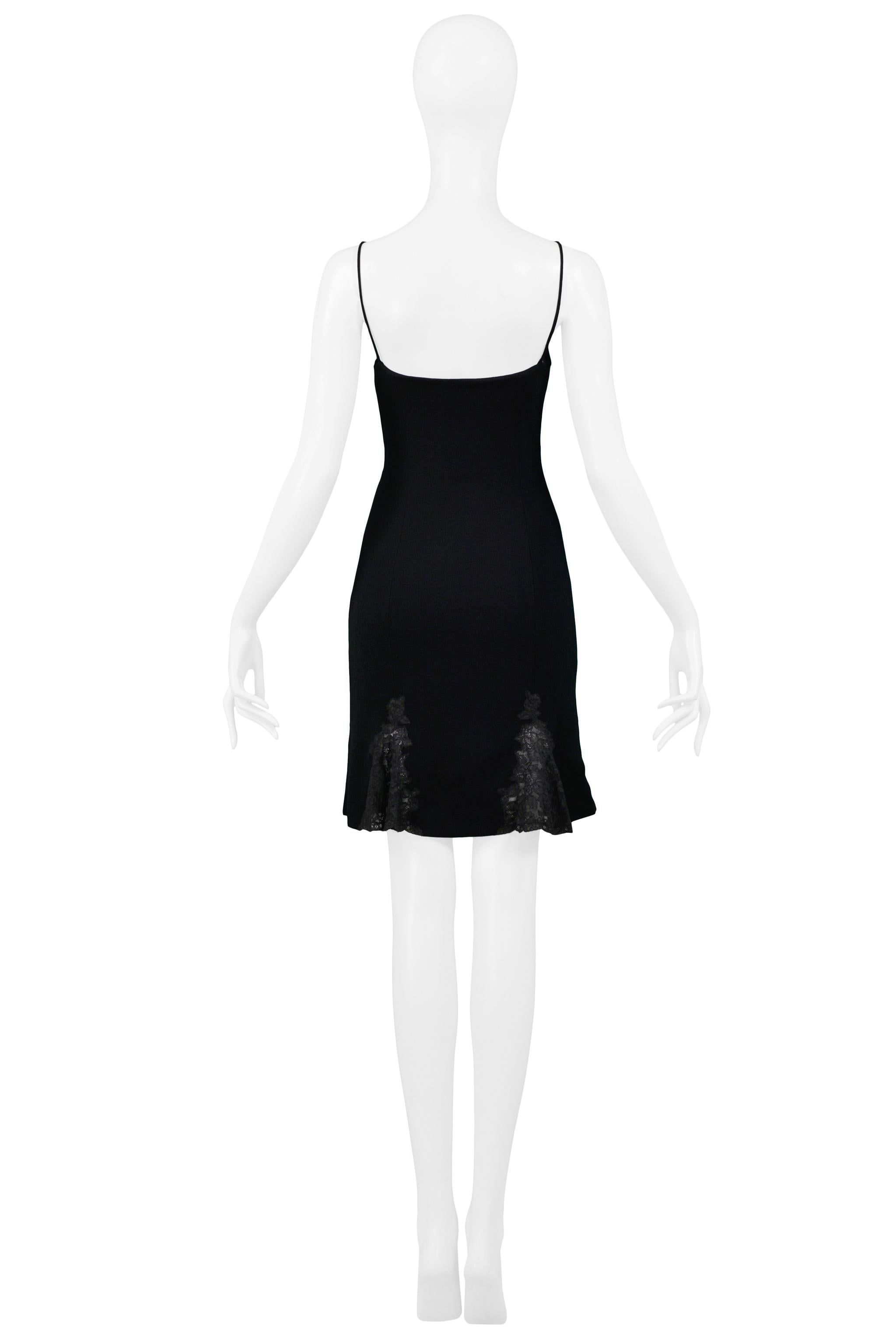 Christian Dior By John Galliano Black Slip Dress With Lace Panels For Sale 1