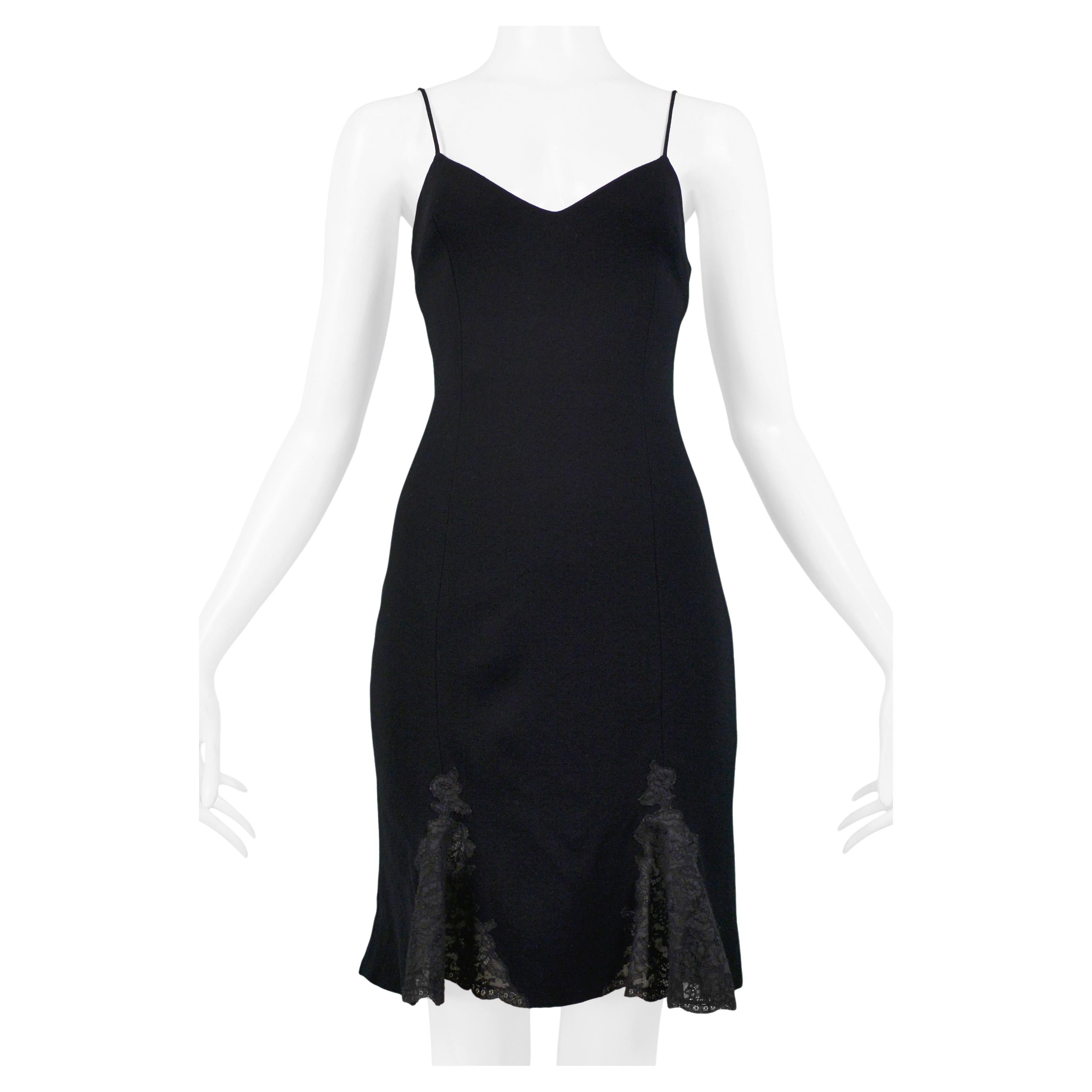 Christian Dior By John Galliano Black Slip Dress With Lace Panels For Sale
