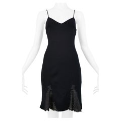Christian Dior By John Galliano Black Slip Dress With Lace Panels