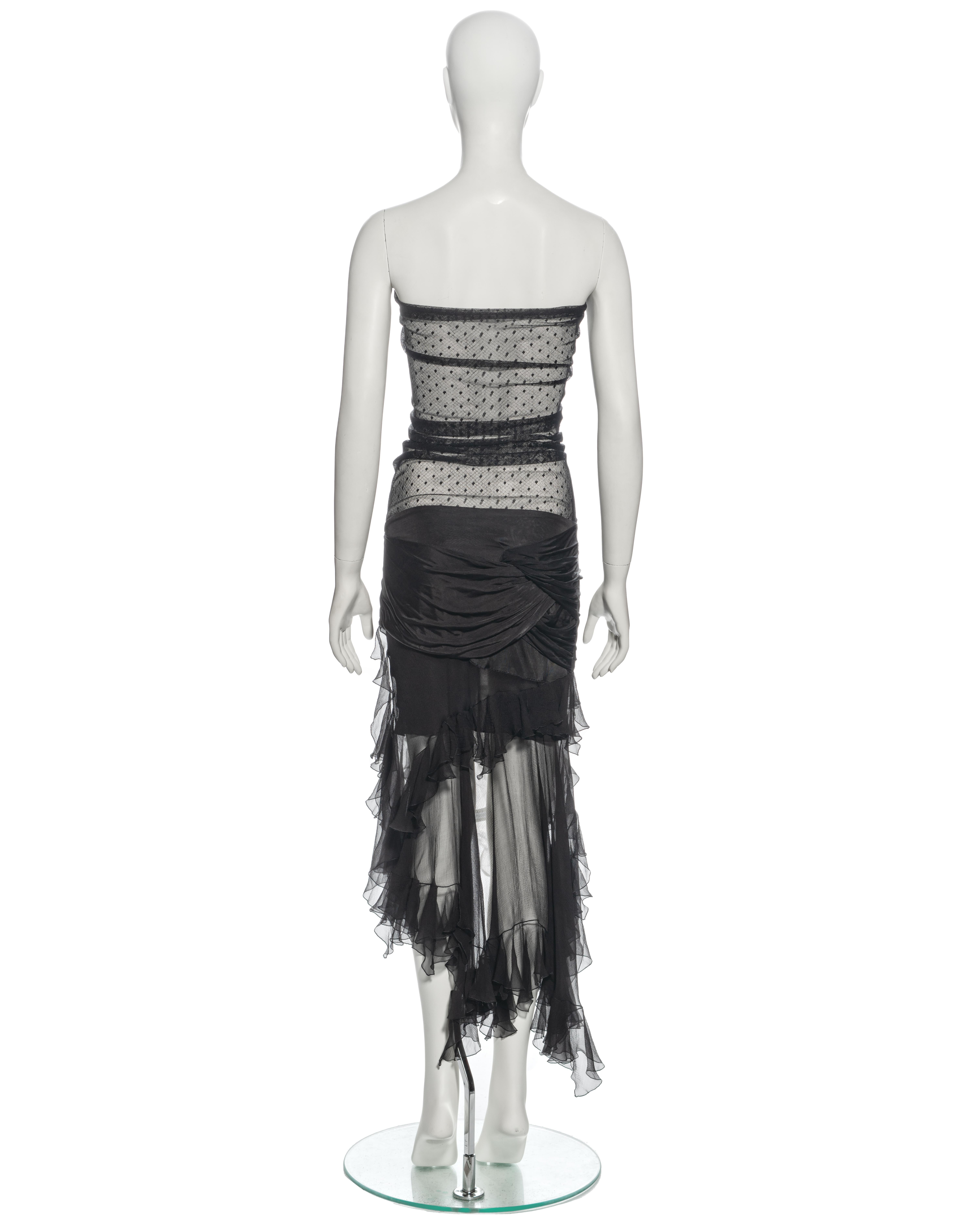 Christian Dior by John Galliano Black Strapless Silk and Mesh Dress, ss 2004 7
