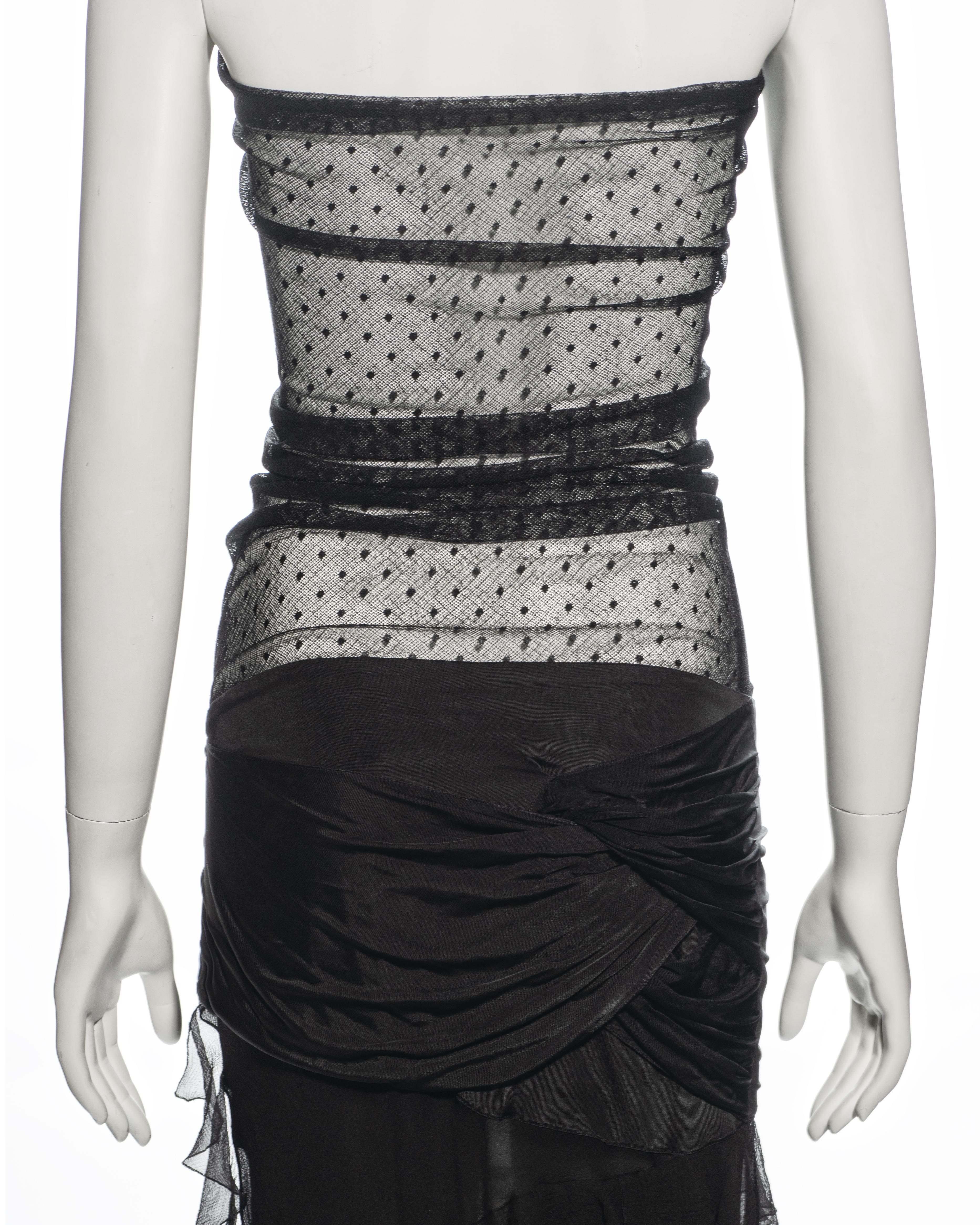 Christian Dior by John Galliano Black Strapless Silk and Mesh Dress, ss 2004 For Sale 8