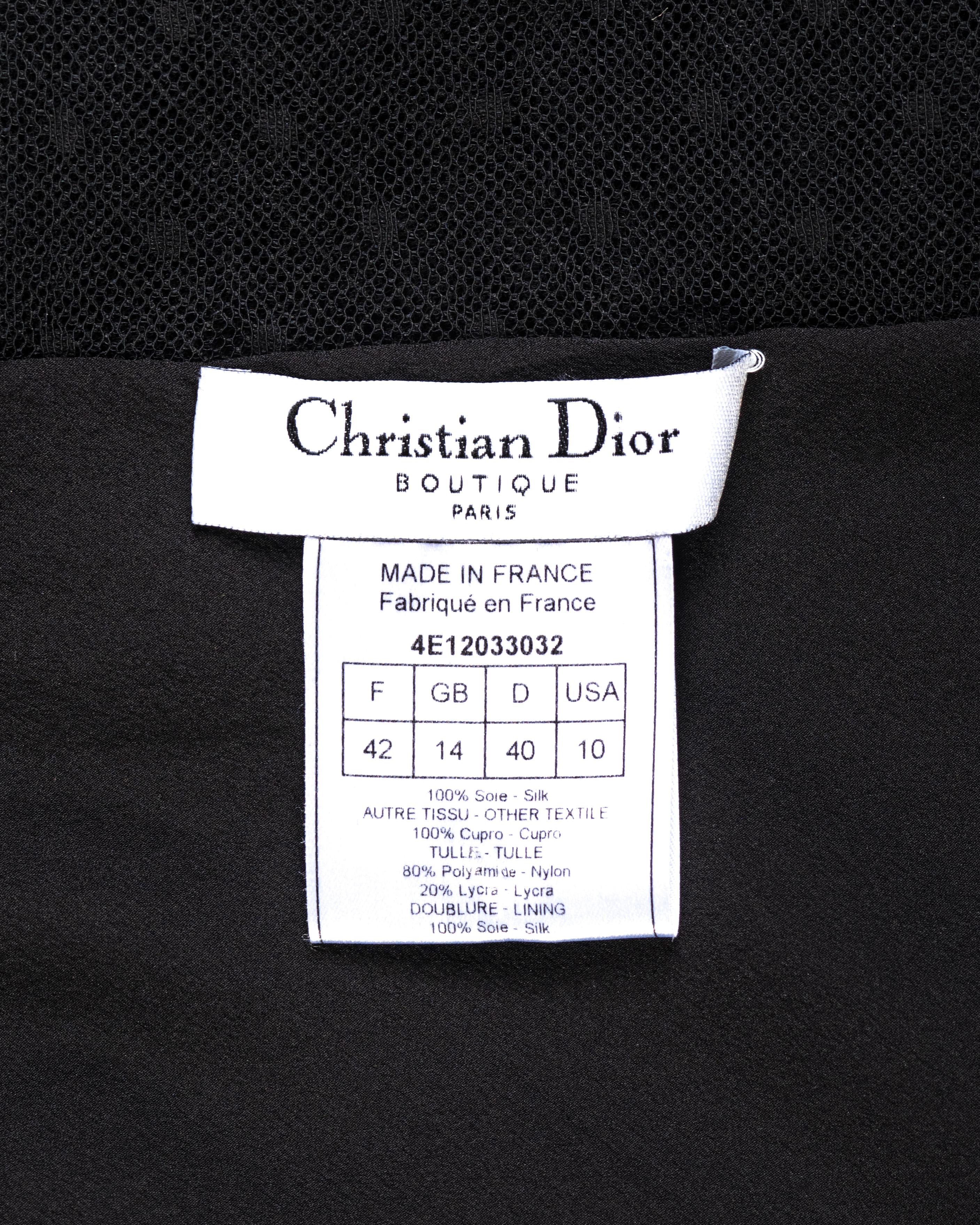 Christian Dior by John Galliano Black Strapless Silk and Mesh Dress, ss 2004 9