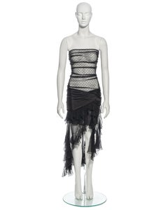 Christian Dior by John Galliano Black Strapless Silk and Mesh Dress, ss 2004