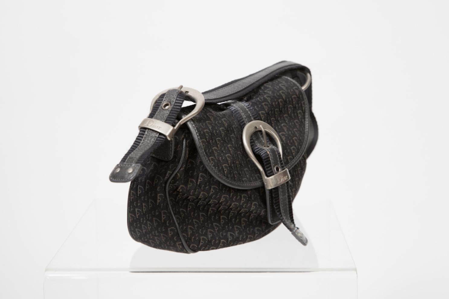  Christian Dior by John Galliano Black Trotteur Gaucho Bag  1