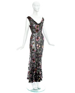 Christian Dior by John Galliano black velvet devoré bias cut dress, ss 2000