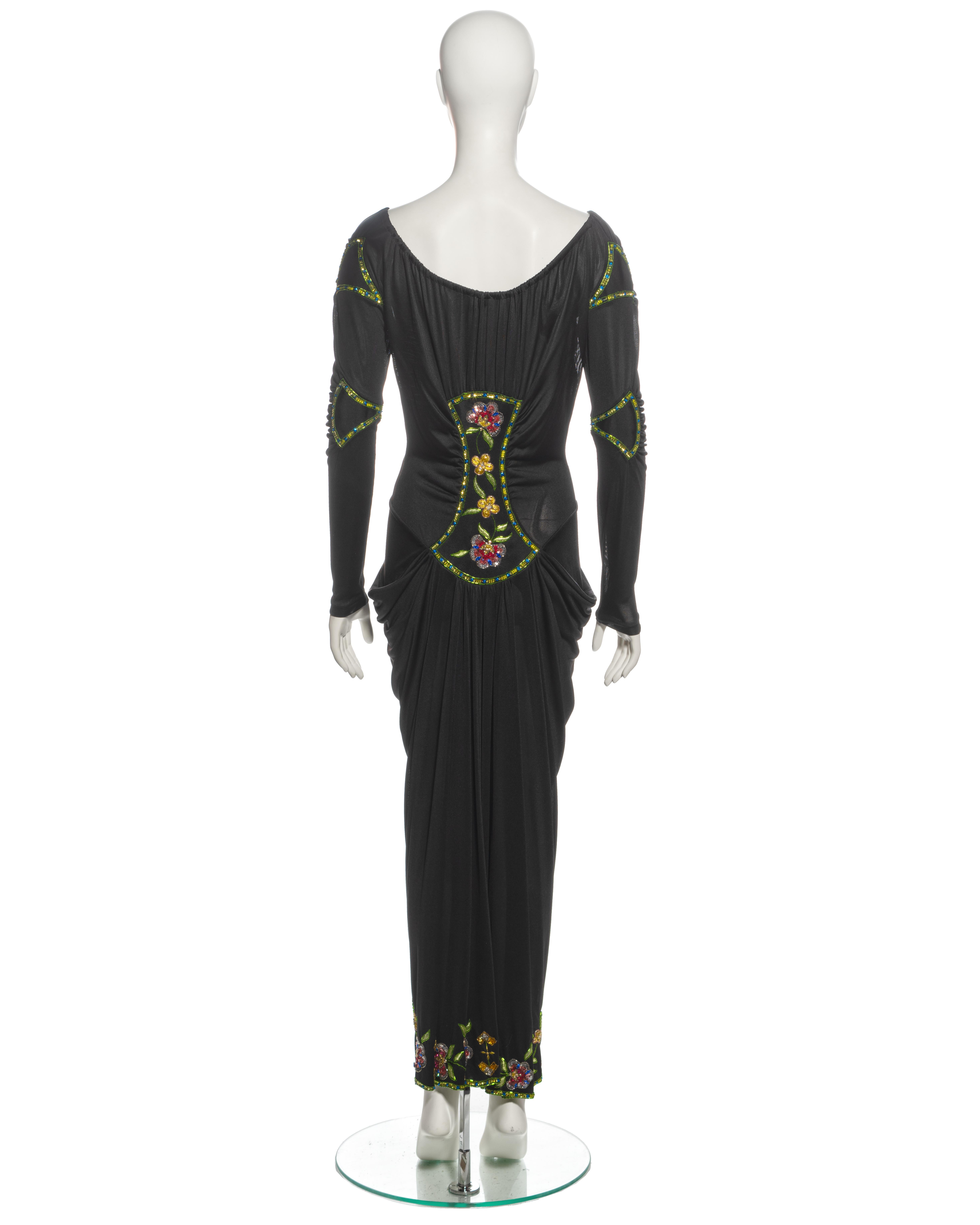 Christian Dior by John Galliano Black Viscose Embellished Draped Dress, ss 2002 For Sale 9