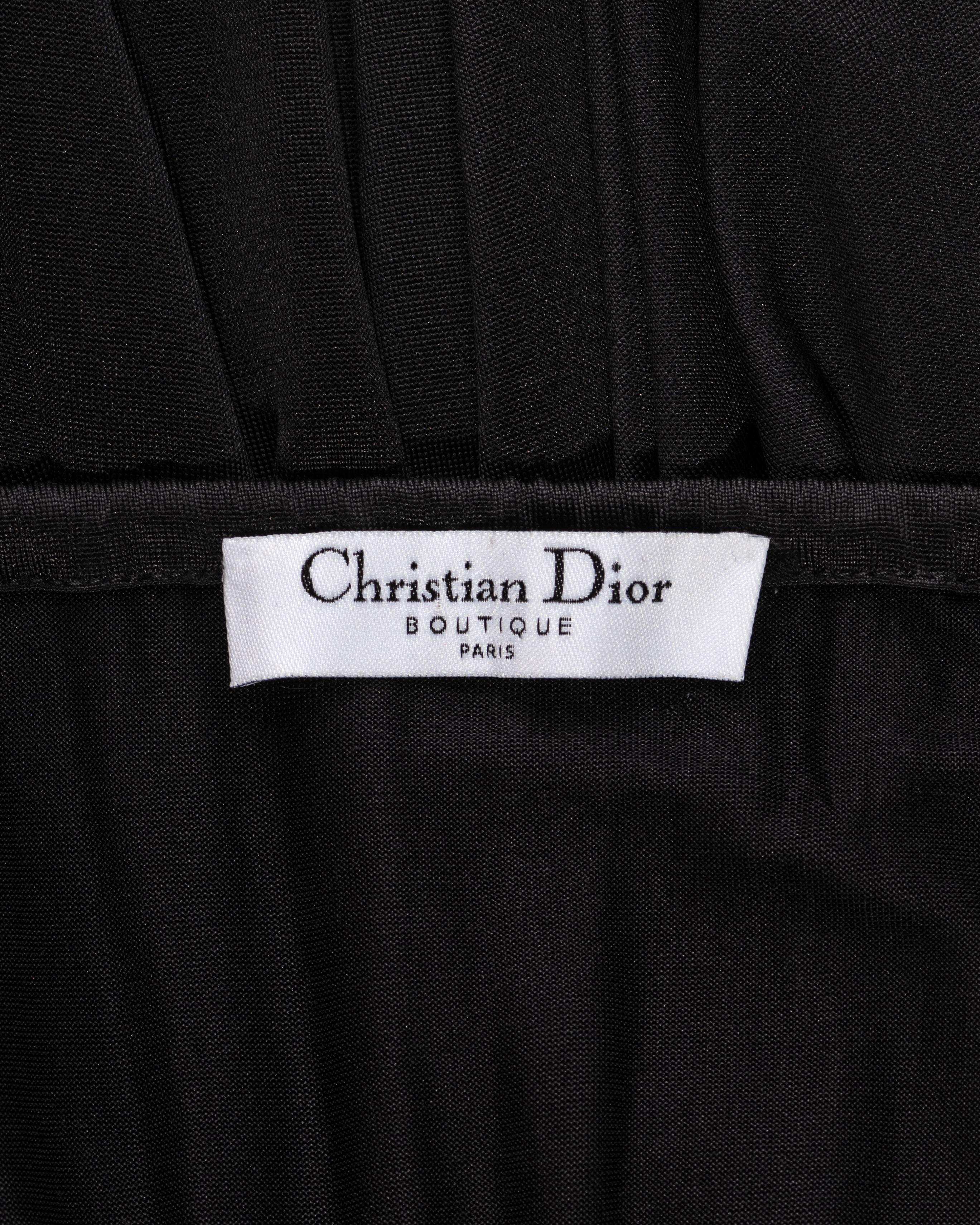 Christian Dior by John Galliano Black Viscose Embellished Draped Dress, ss 2002 For Sale 14