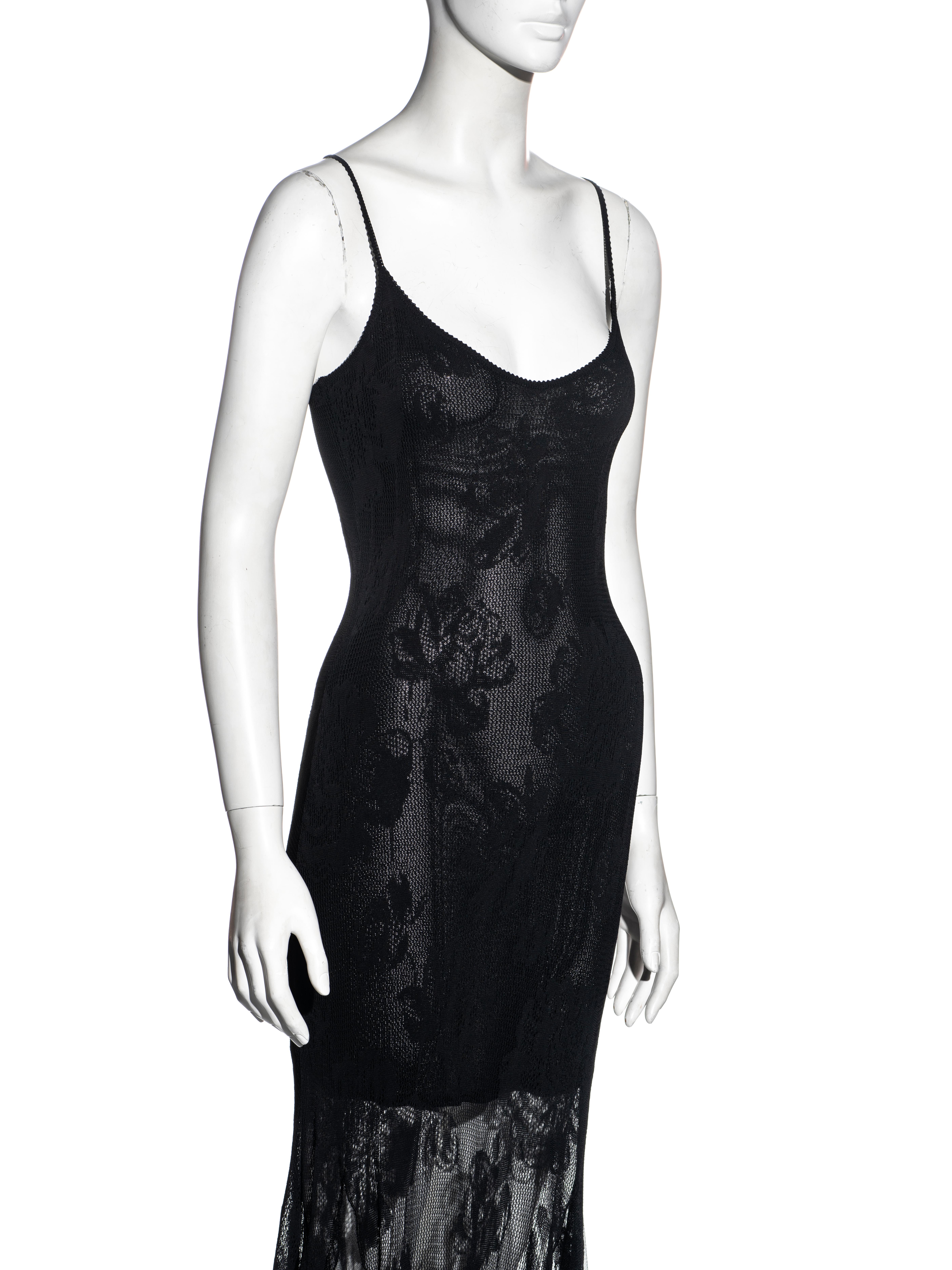 Women's Christian Dior by John Galliano black viscose knit lace evening dress, ss 2002