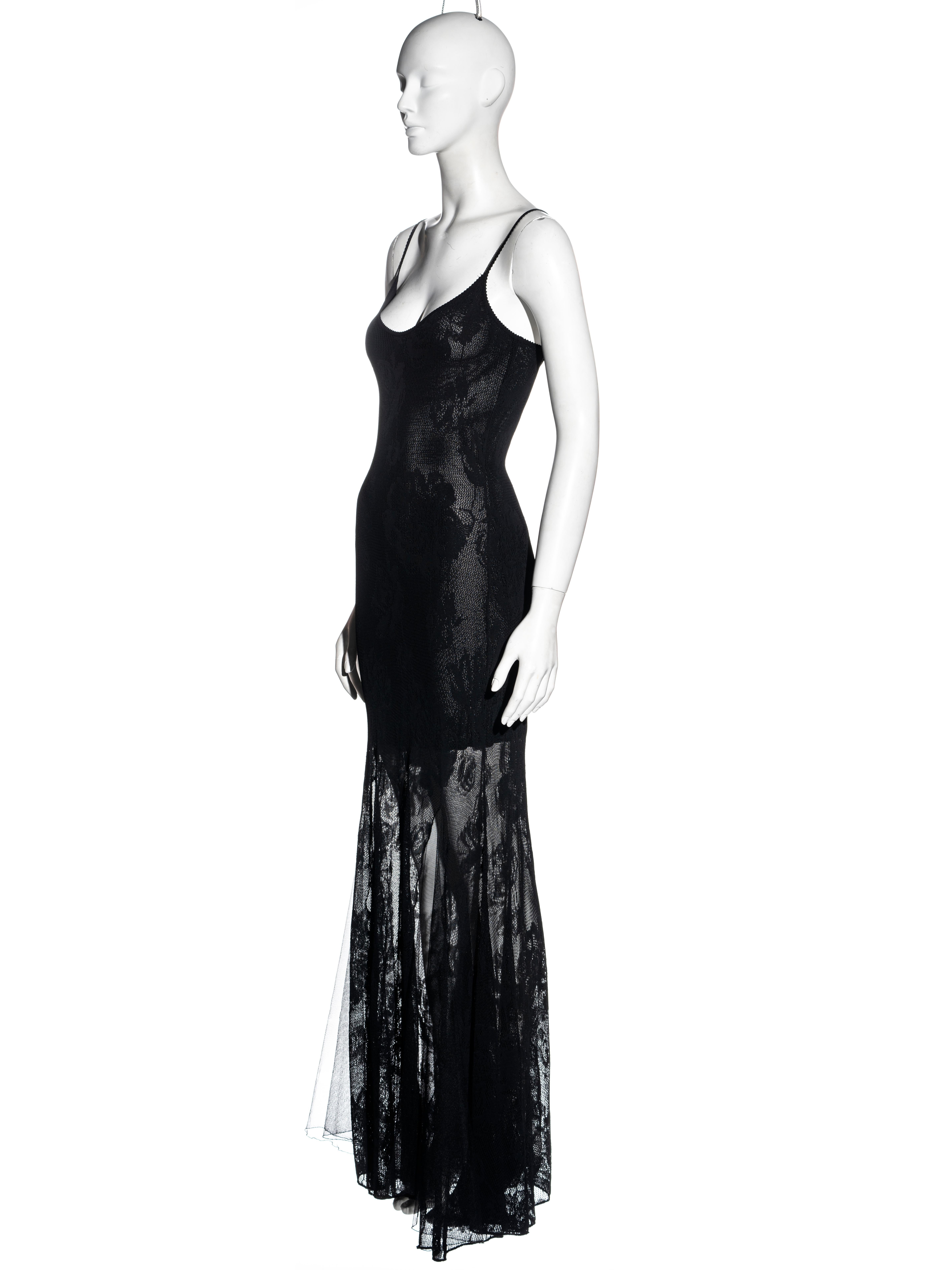 Christian Dior by John Galliano black viscose knit lace evening dress, ss 2002 1