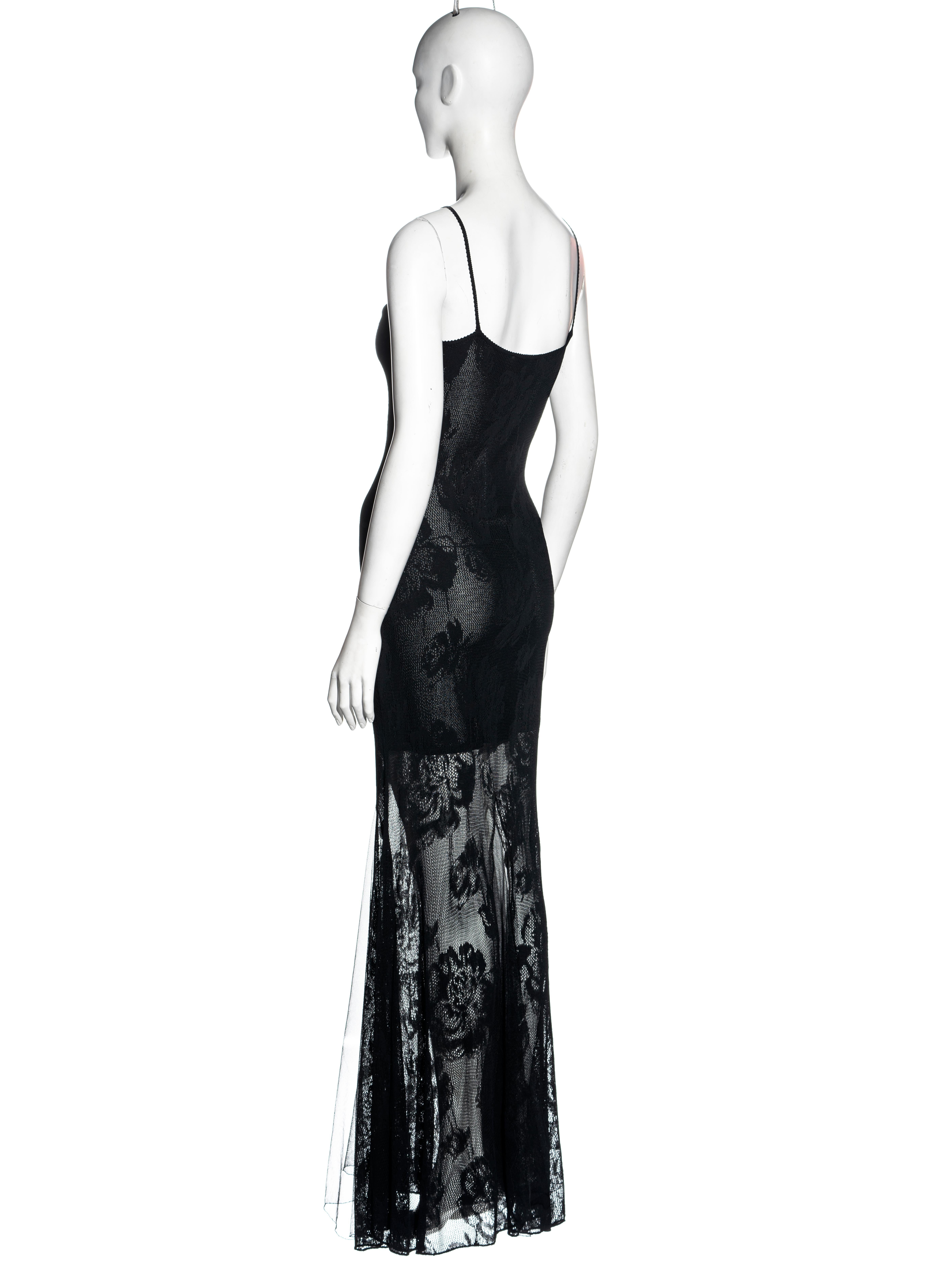 Christian Dior by John Galliano black viscose knit lace evening dress, ss 2002 2