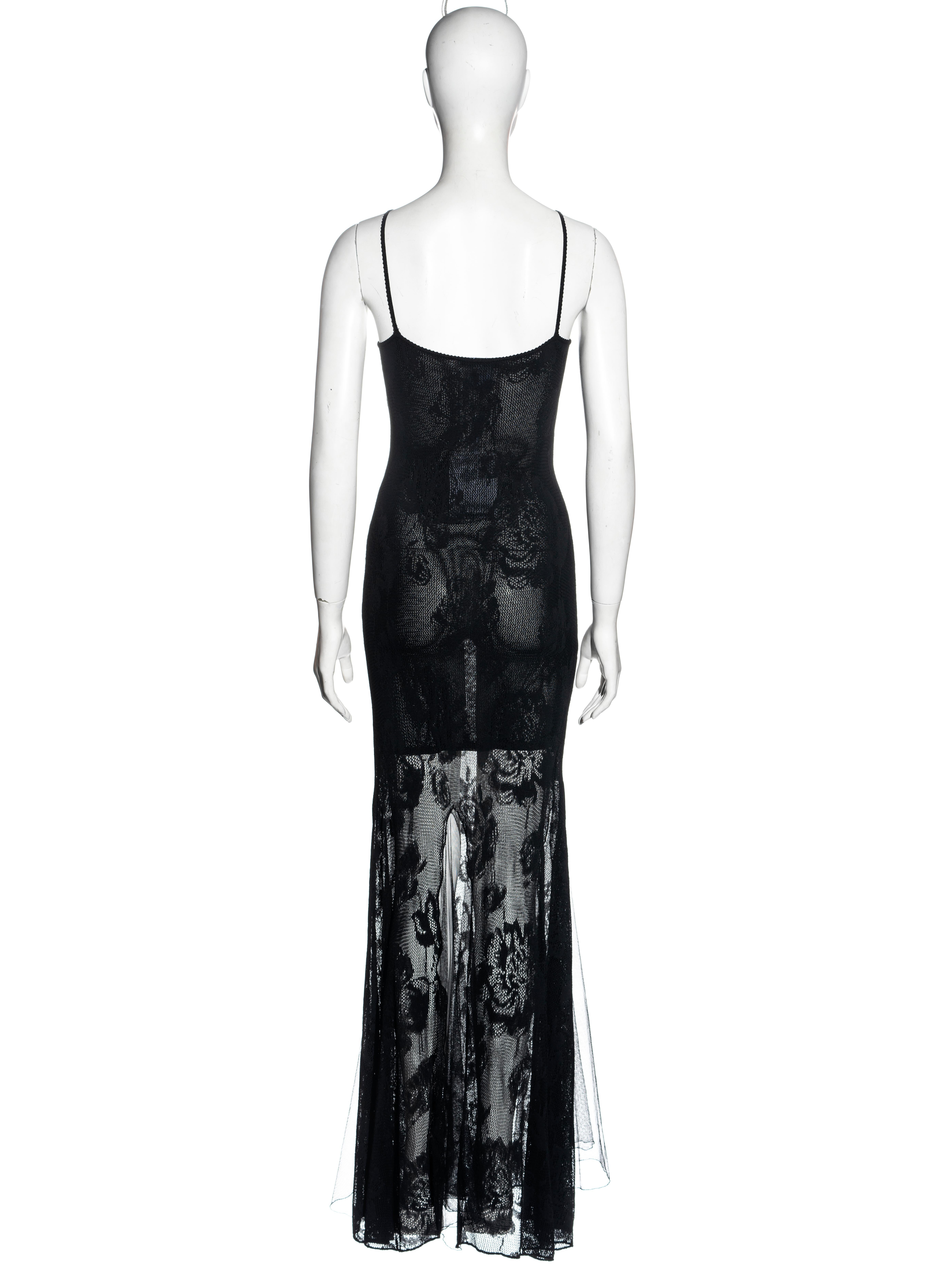 Christian Dior by John Galliano black viscose knit lace evening dress, ss 2002 3
