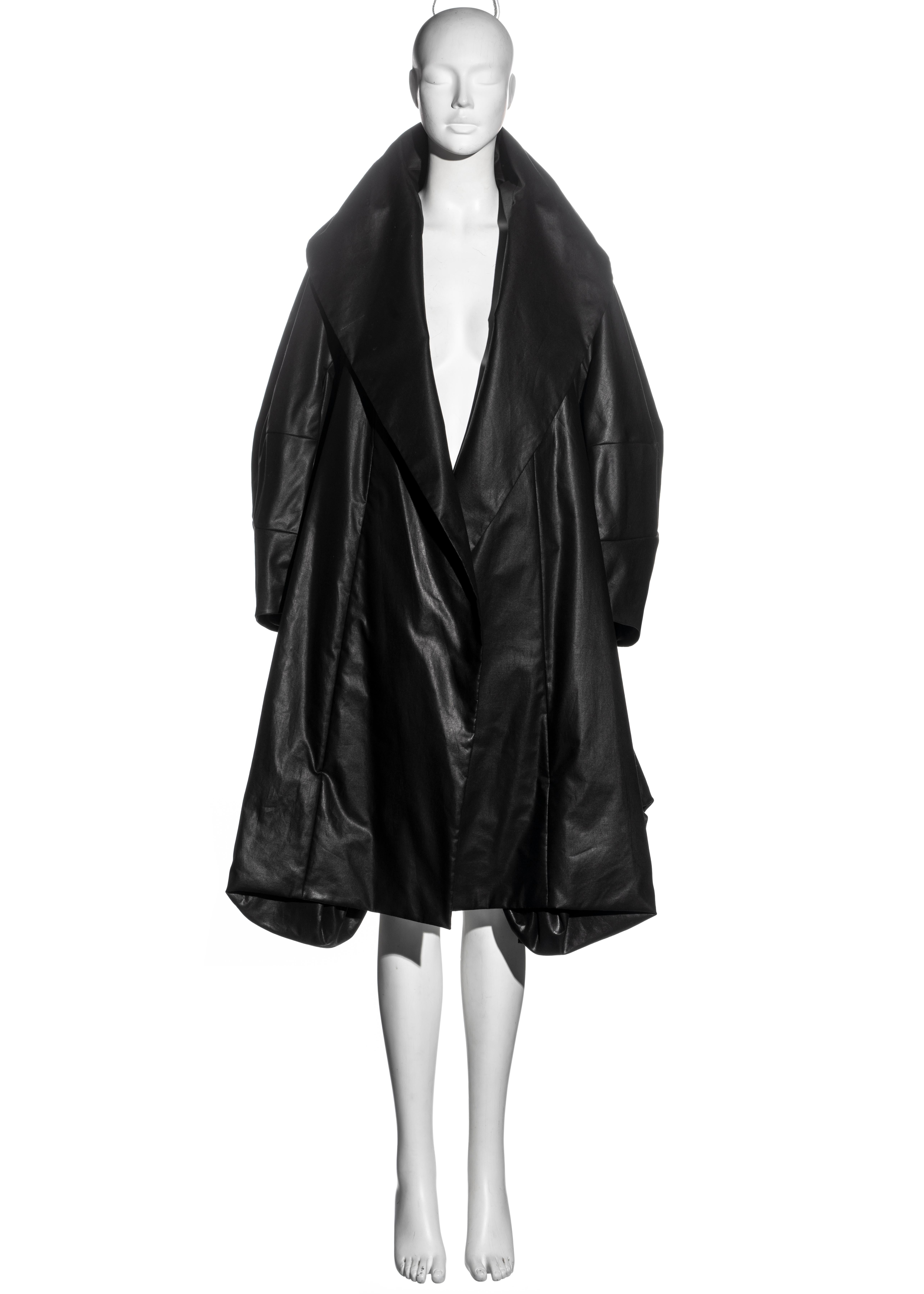 Black Christian Dior by John Galliano black waxed cotton opera coat, ss 1999 For Sale