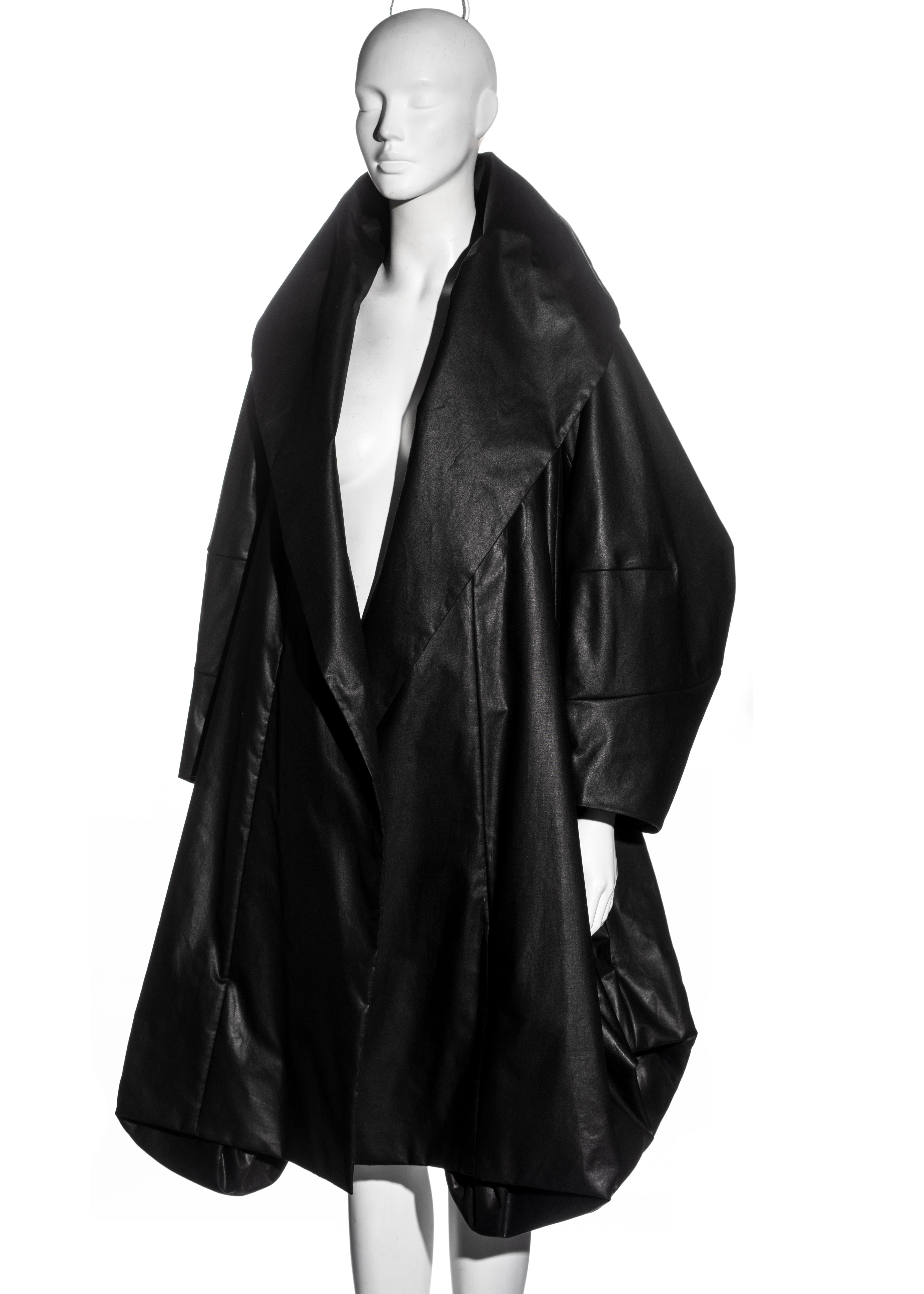Christian Dior by John Galliano black waxed cotton opera coat, ss 1999 In Excellent Condition For Sale In London, GB