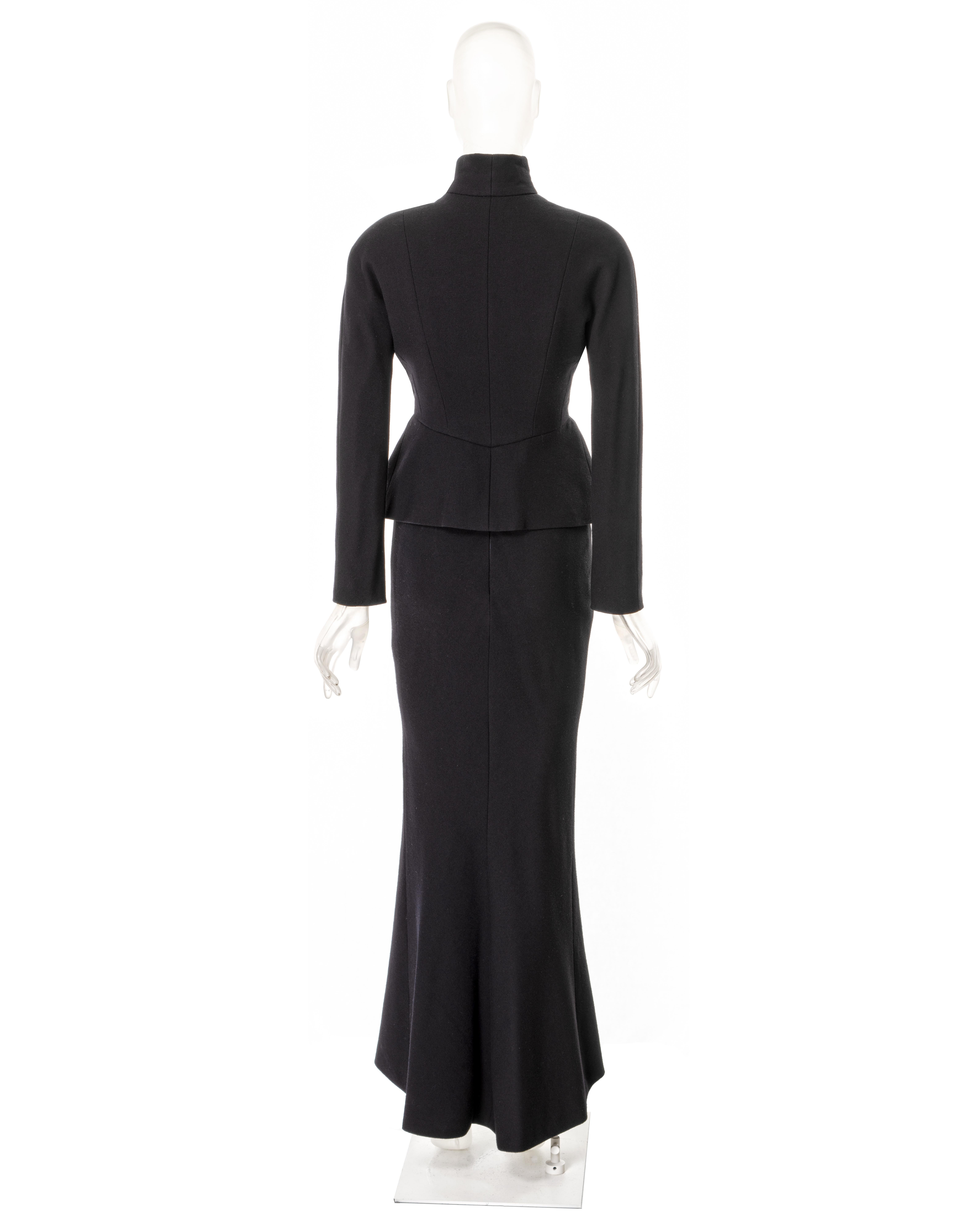 Costume de bar haute couture en crêpe de laine noir Christian Dior par John Galliano, A/H 1998 en vente 8