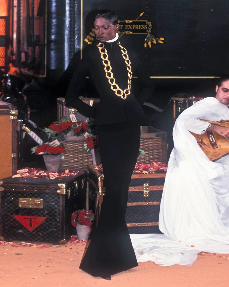 Christian Dior by John Galliano black wool crepe haute-couture bar suit, fw  1998