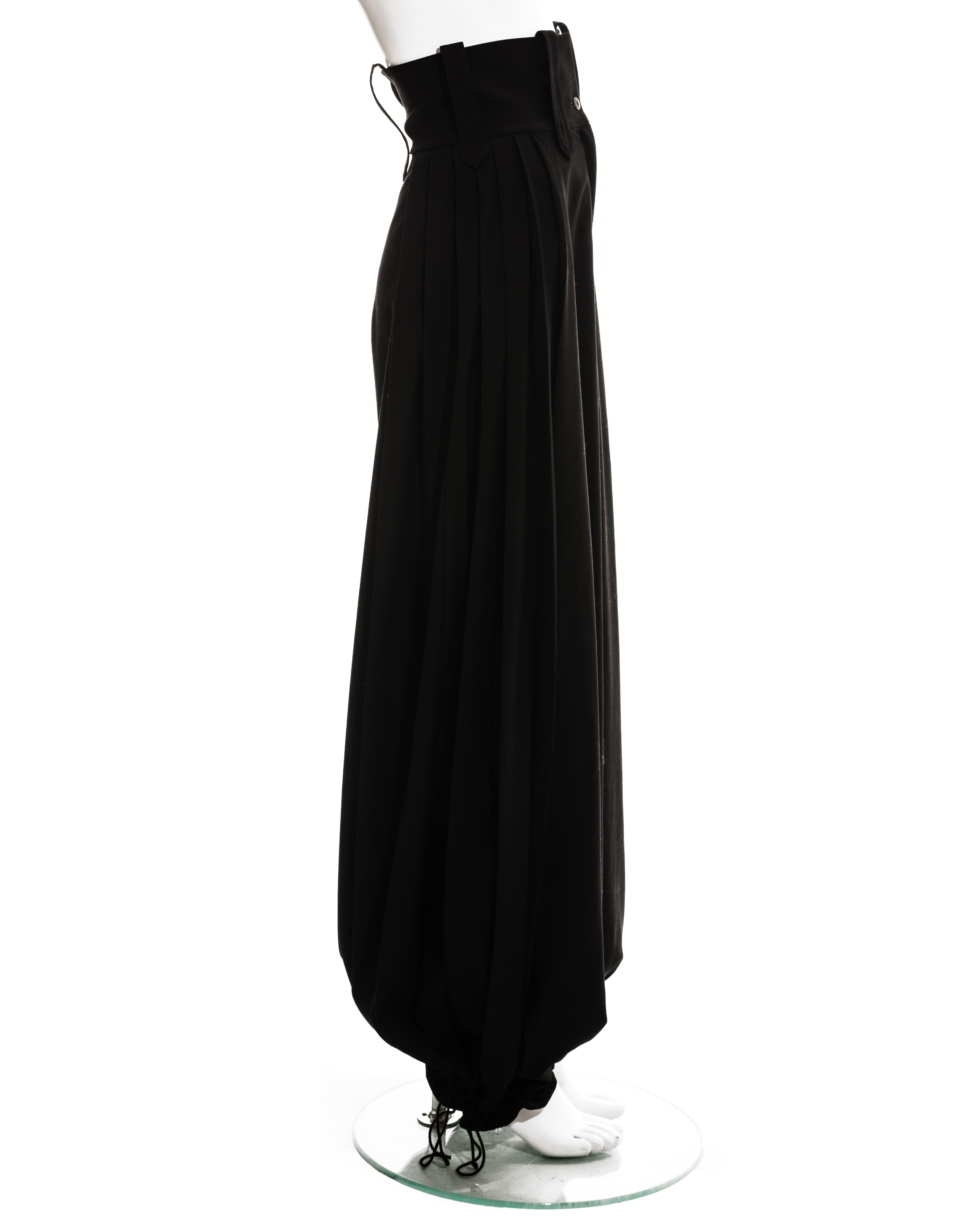 Women's Christian Dior by John Galliano black wool wide leg haram pants, ss 1999