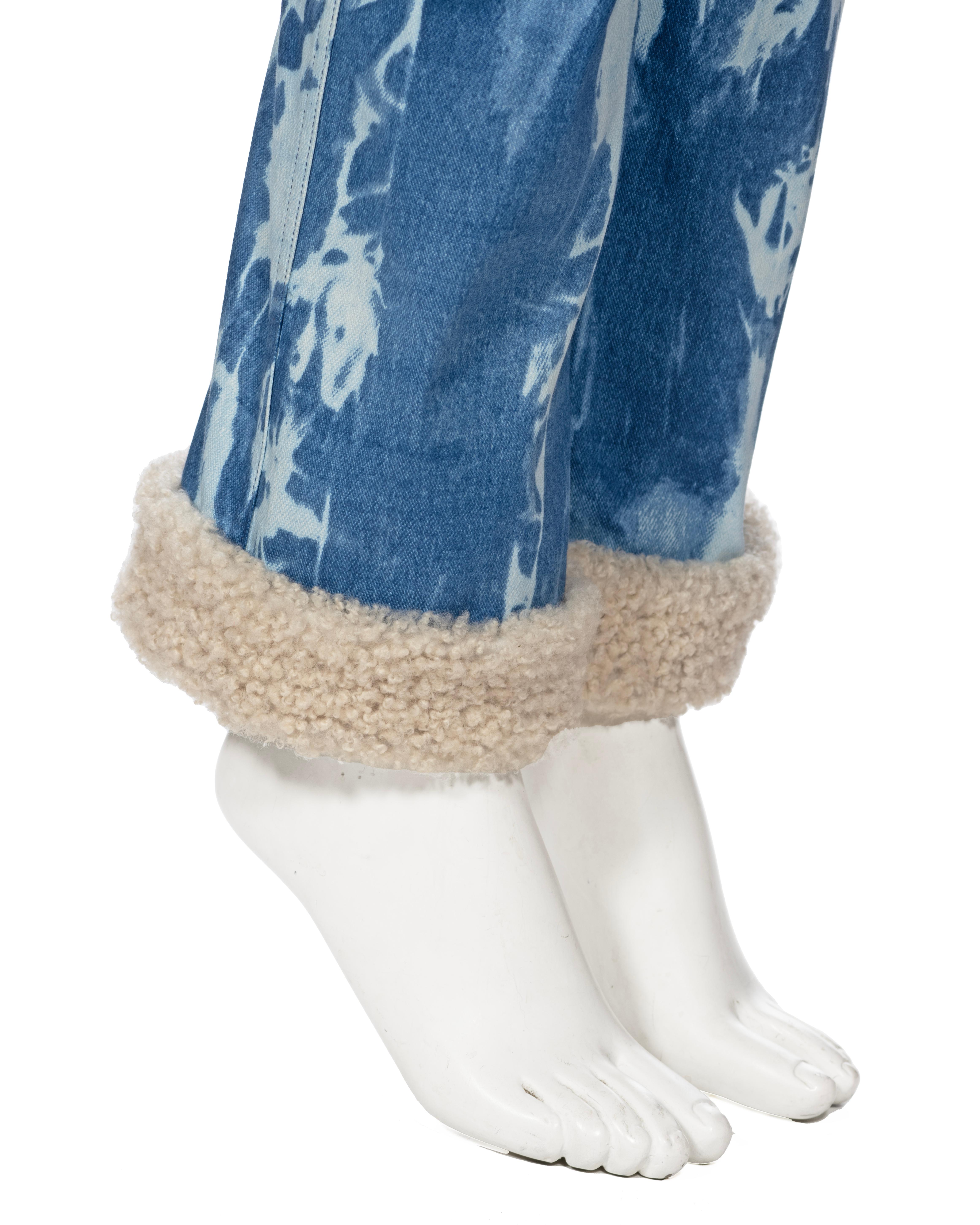 Christian Dior by John Galliano Bleached-Denim and Shearling Pants, fw 2000 For Sale 2