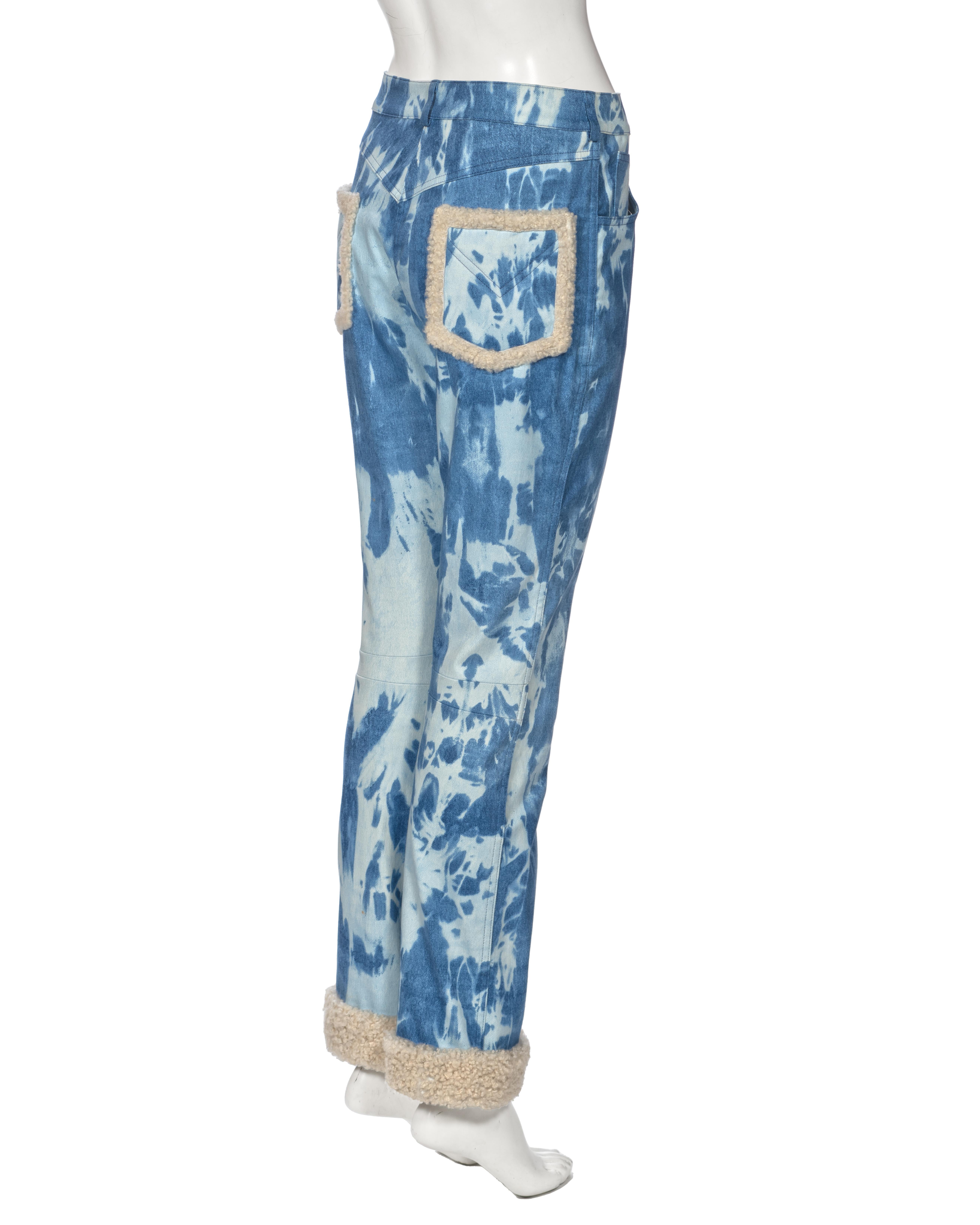 Christian Dior by John Galliano Bleached-Denim and Shearling Pants, fw 2000 For Sale 4