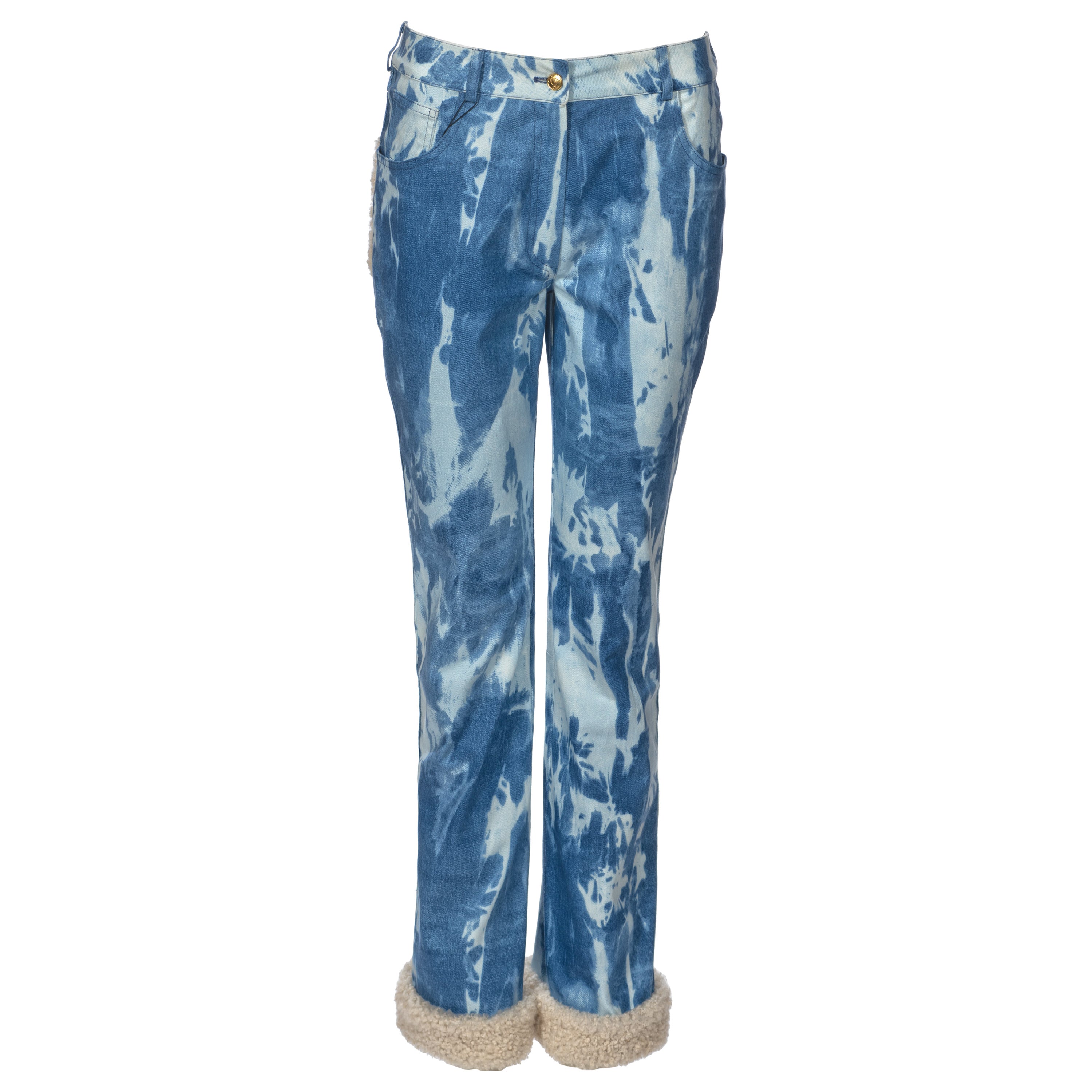 Christian Dior by John Galliano Hose aus gebleichter Denim und Shearling, H/W 2000