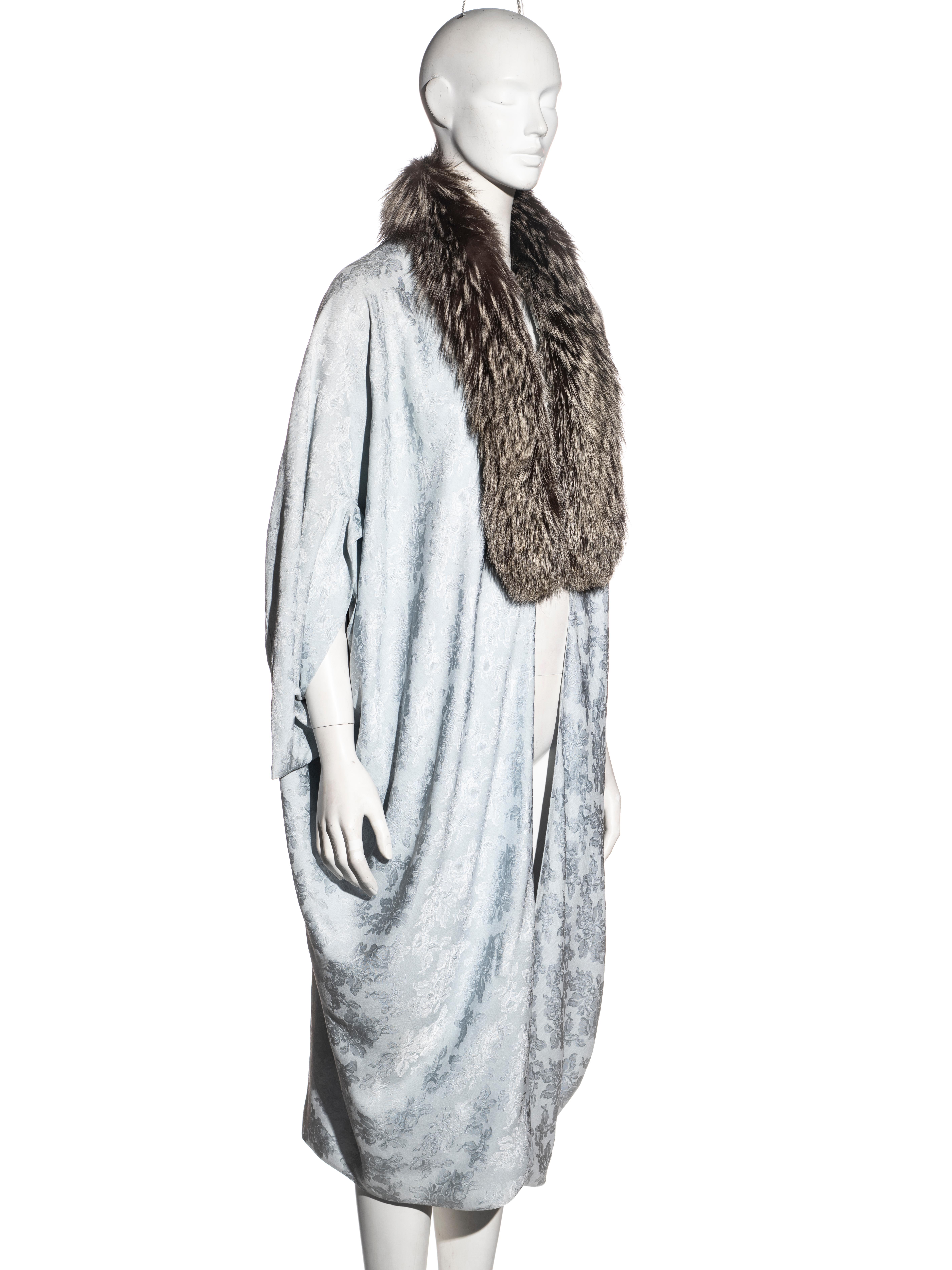 Women's Christian Dior by John Galliano blue cashmere wool and fox fur coat, fw 1998
