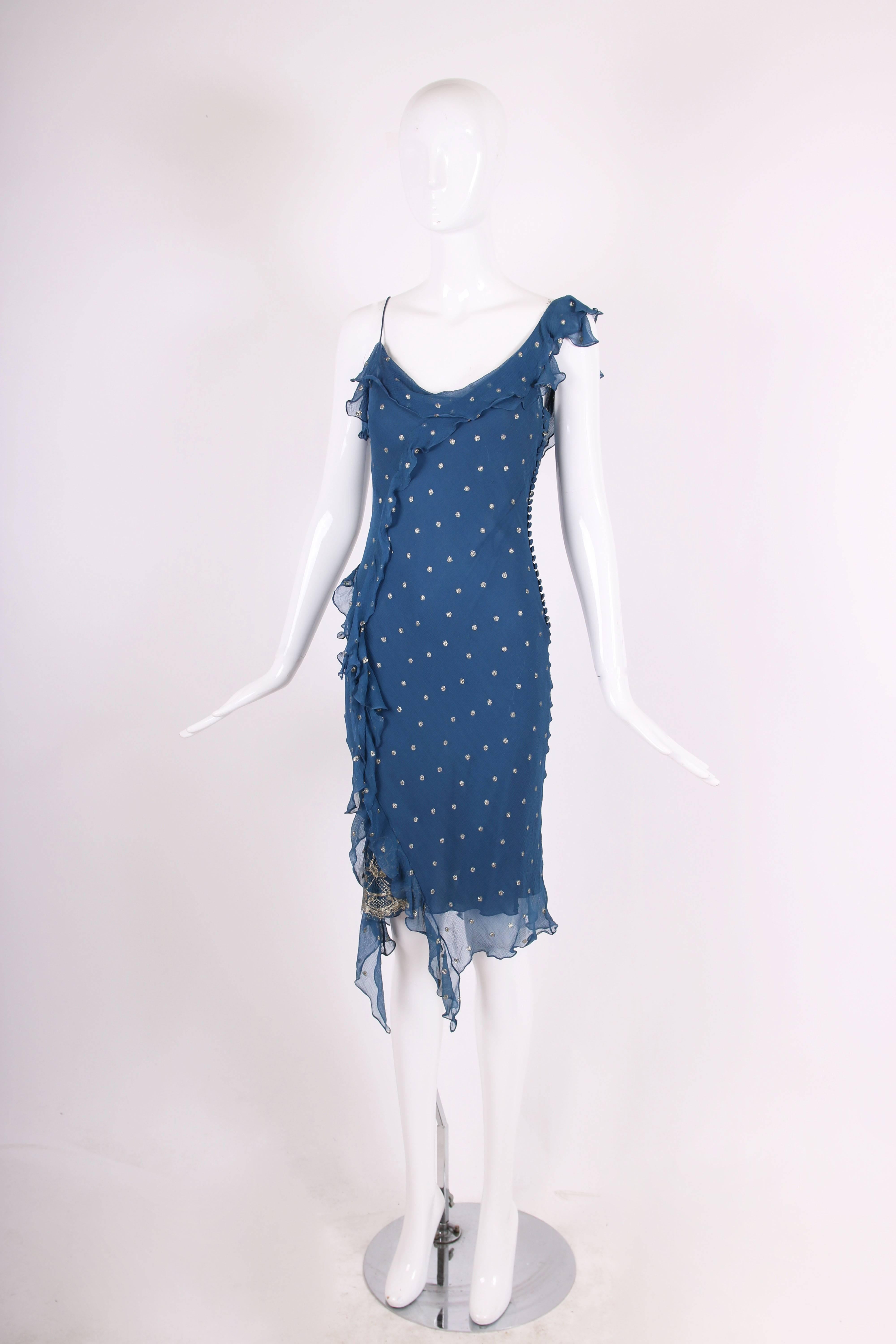 blue chiffon dress