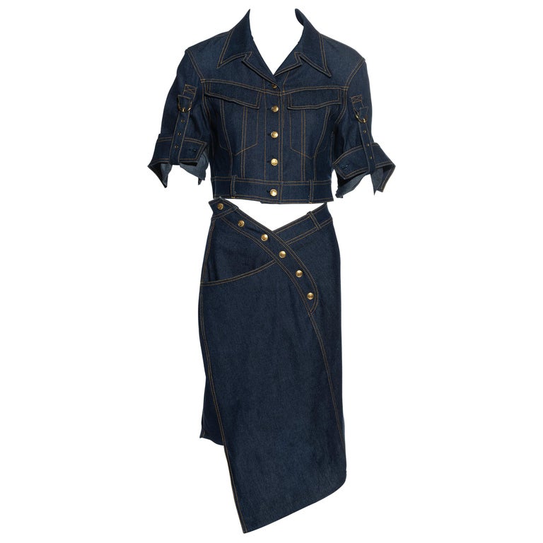 Christian Dior by John Galliano Ensemble veste et jupe courte en jean