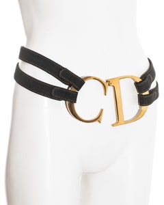 Christian Dior by John Galliano blue denim giant gold CD belt, ss 2000