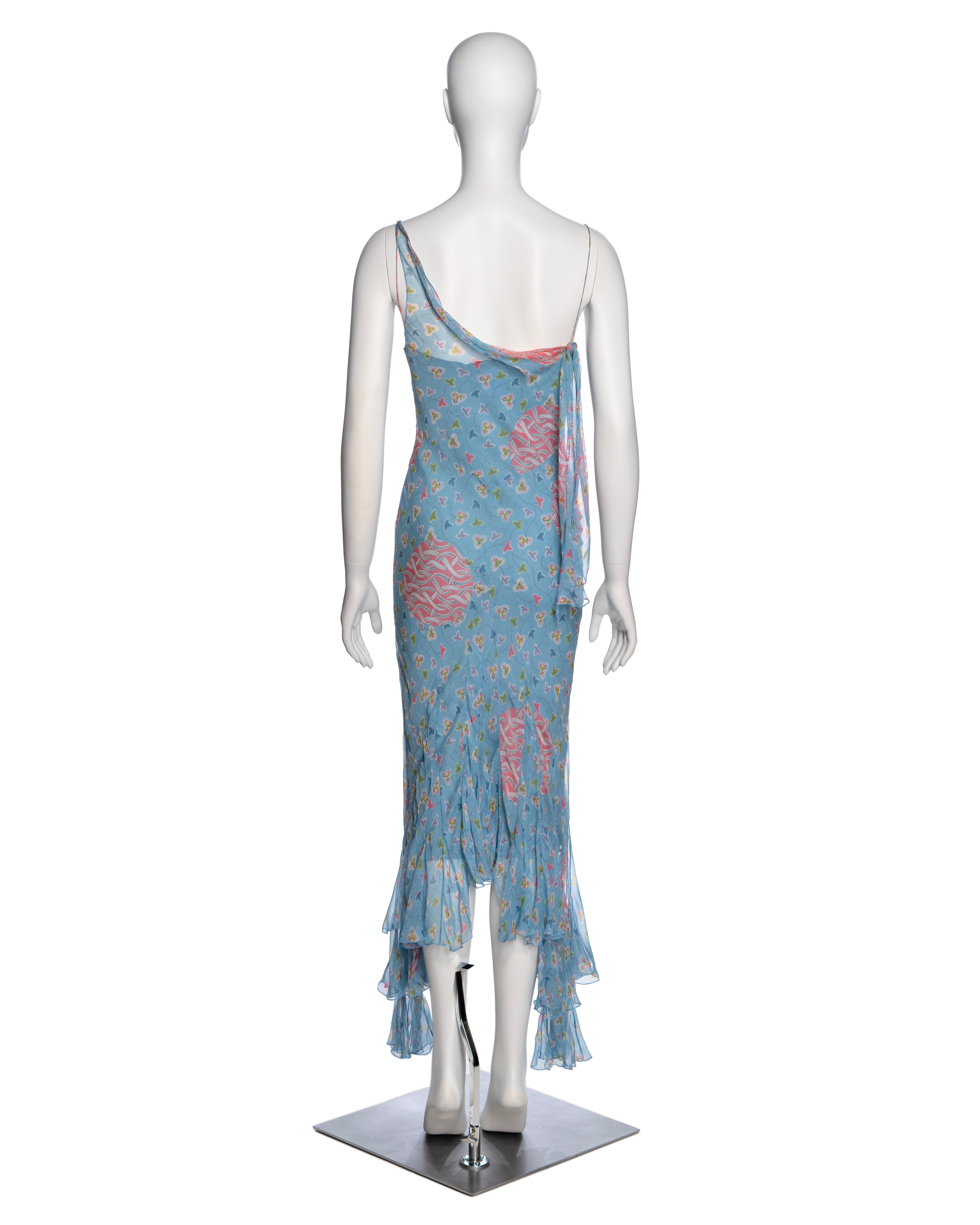 Christian Dior by John Galliano Blue Floral Silk Chiffon Summer Dress, SS 2003 4