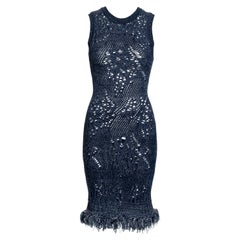 Christian Dior by John Galliano - Robe moulante sans manches en maille ouverte bleue, printemps-été 2000