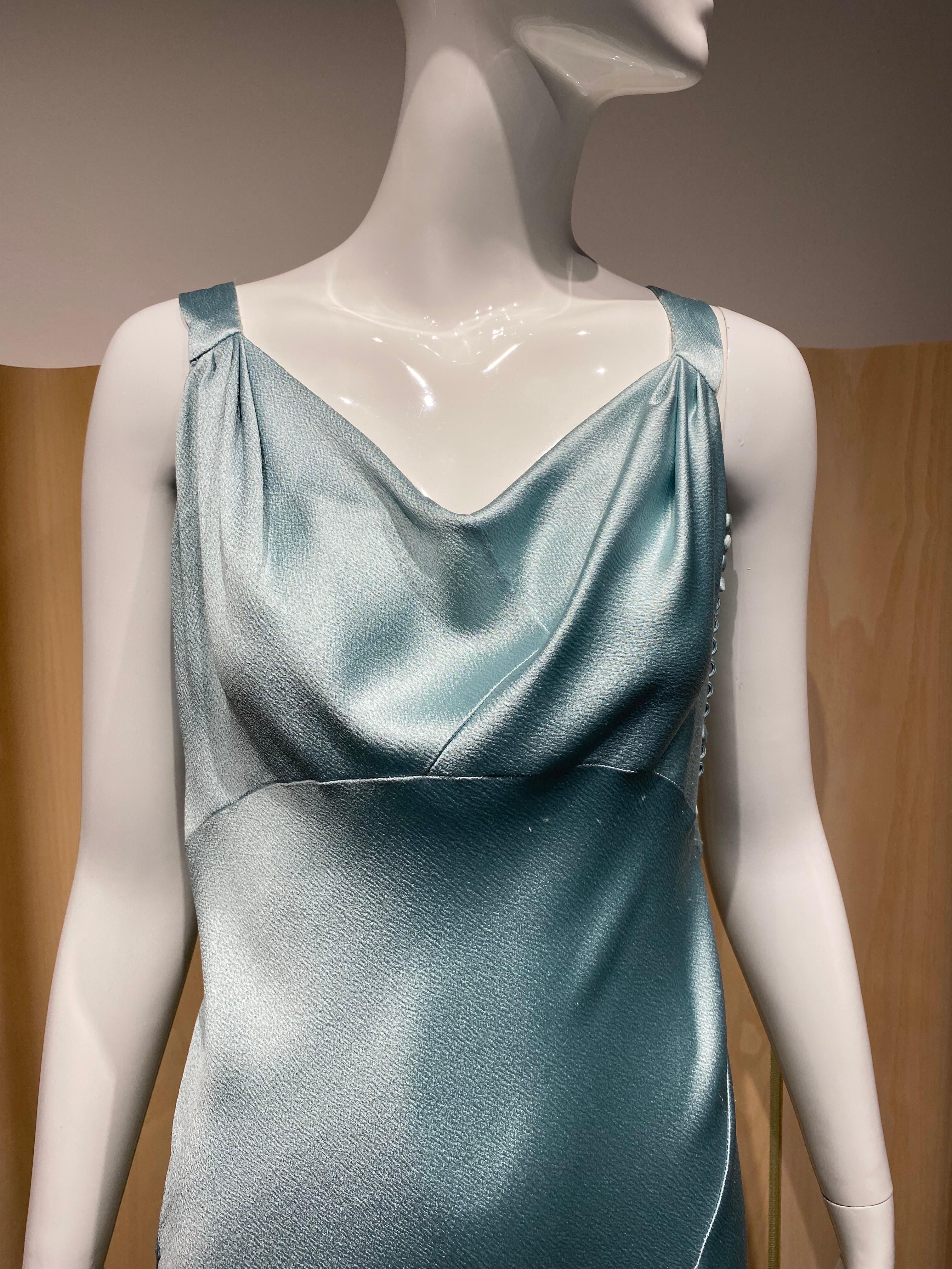 Women's Christian Dior By John Galliano Blue silk Bias cut gown For Sale